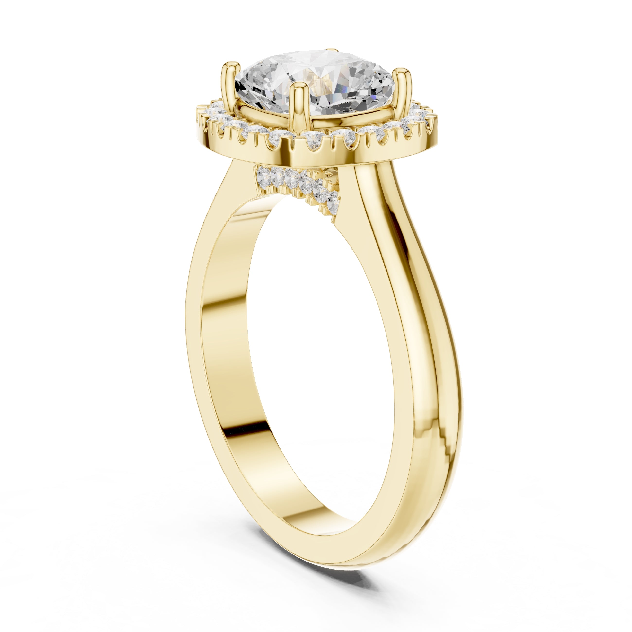 The Lumina Halo Ring 2ct Yellow Gold Cushion