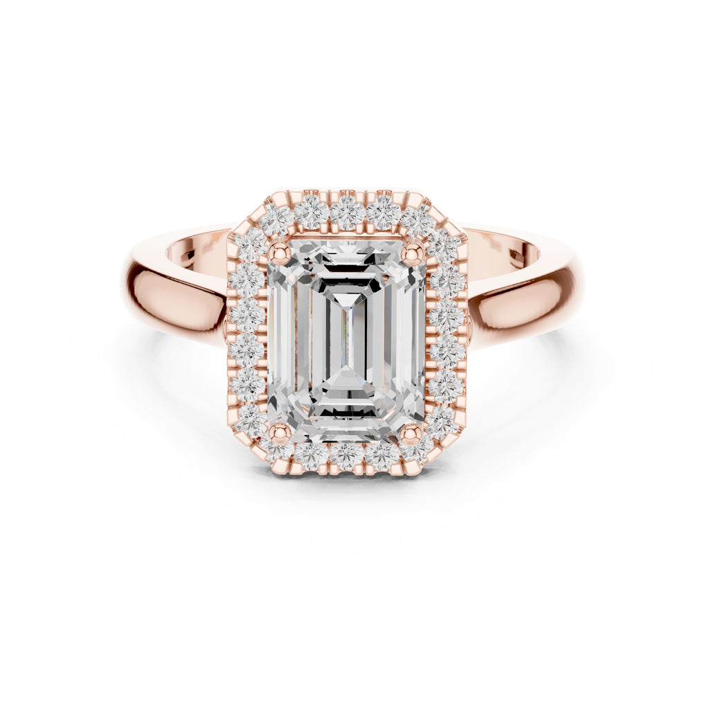 The Lumina Halo Ring 2ct Rose Gold Emerald