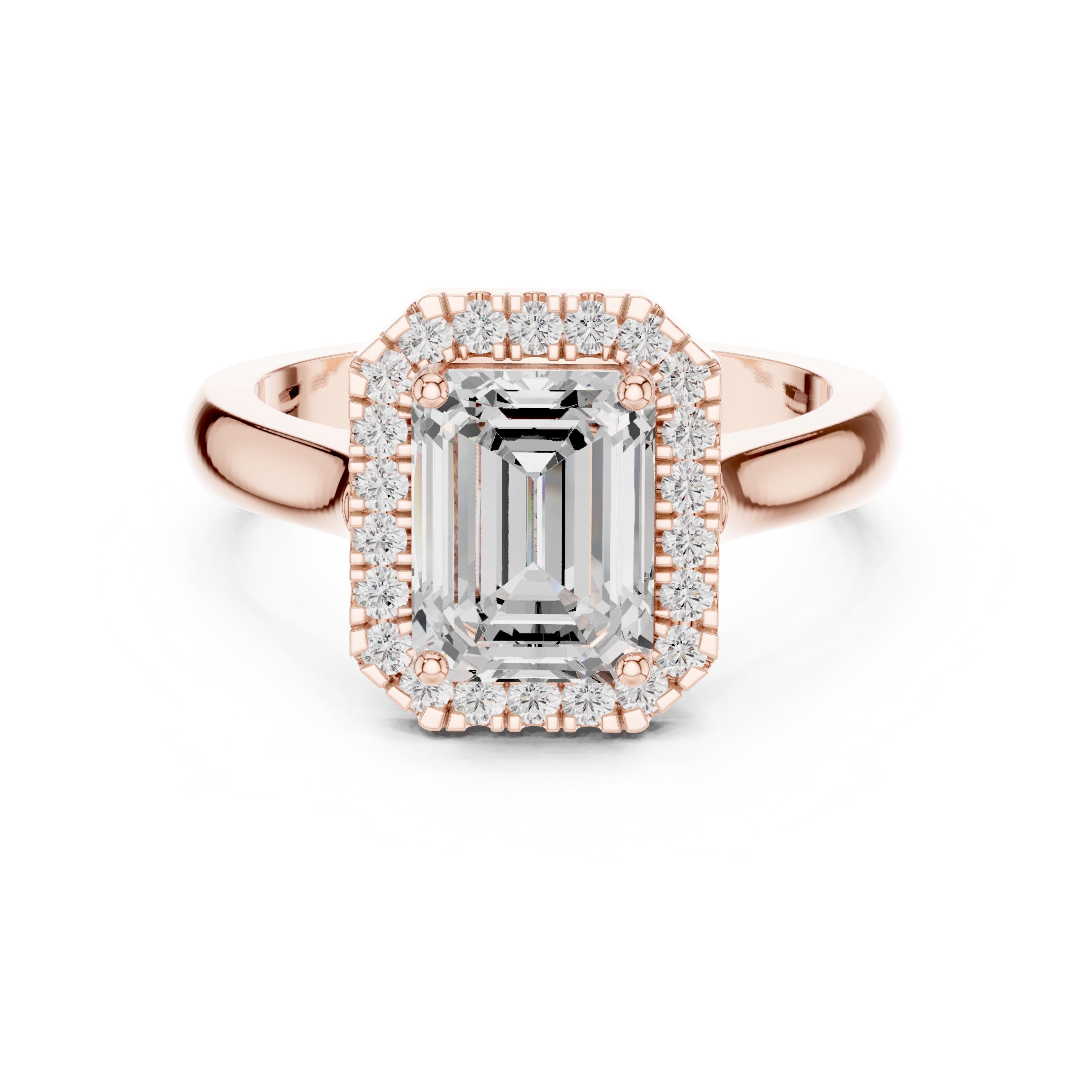 The Lumina Halo Ring 2ct Rose Gold Emerald