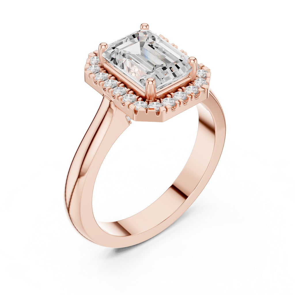 The Lumina Halo Ring 2ct Rose Gold Emerald