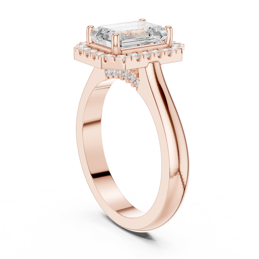 The Lumina Halo Ring 2ct Rose Gold Emerald