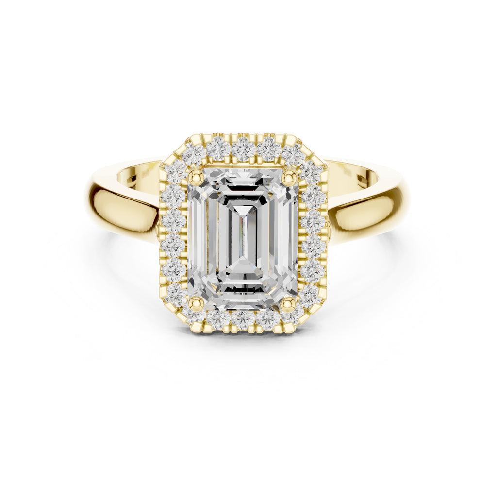 The Lumina Halo Ring 2ct Yellow Gold Emerald