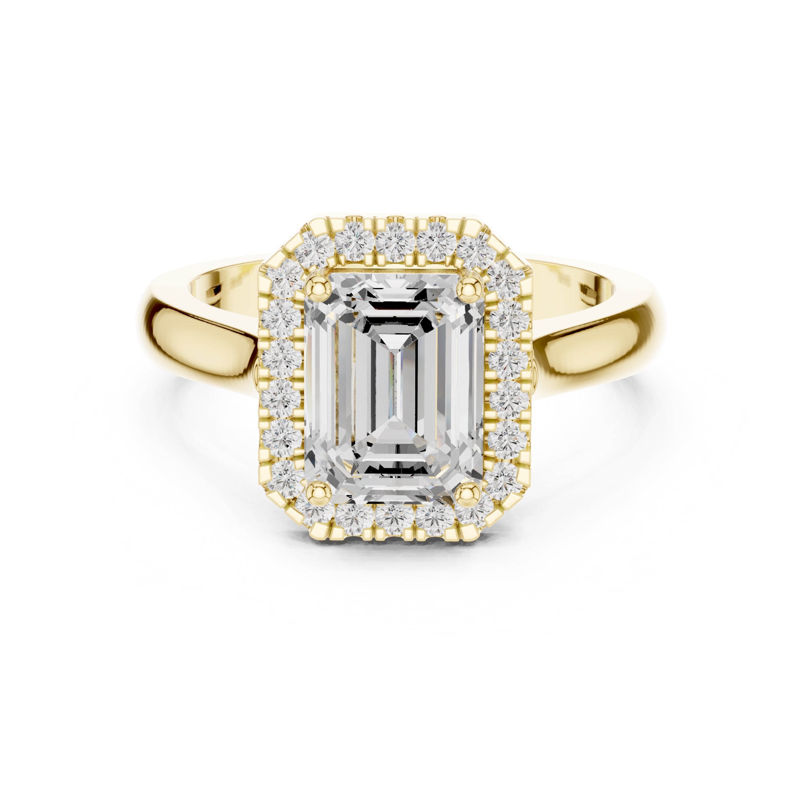 The Lumina Halo Ring 2ct Yellow Gold Emerald