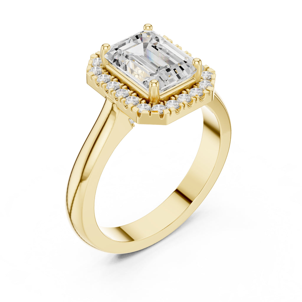 The Lumina Halo Ring 2ct Yellow Gold Emerald