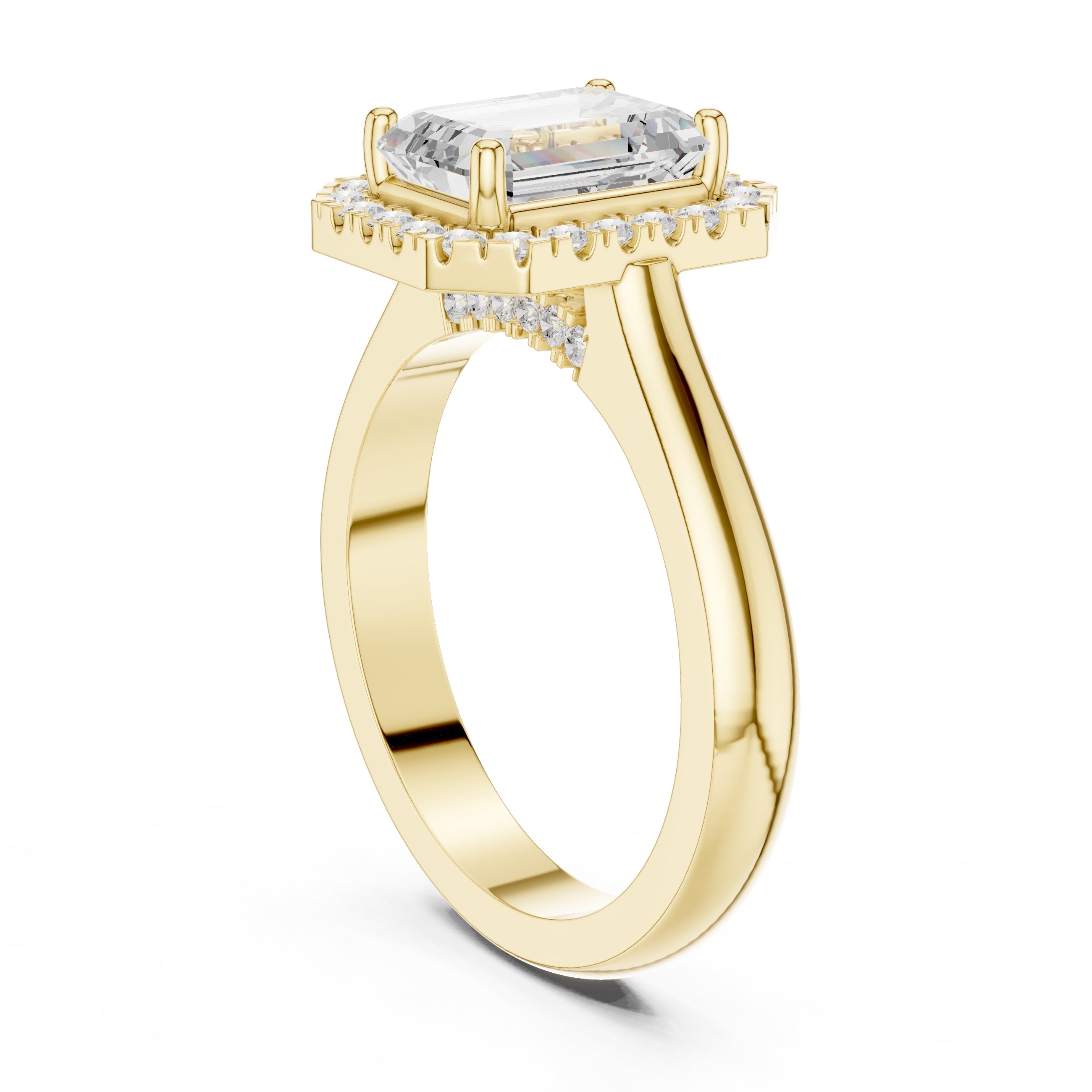 The Lumina Halo Ring 2ct Yellow Gold Emerald