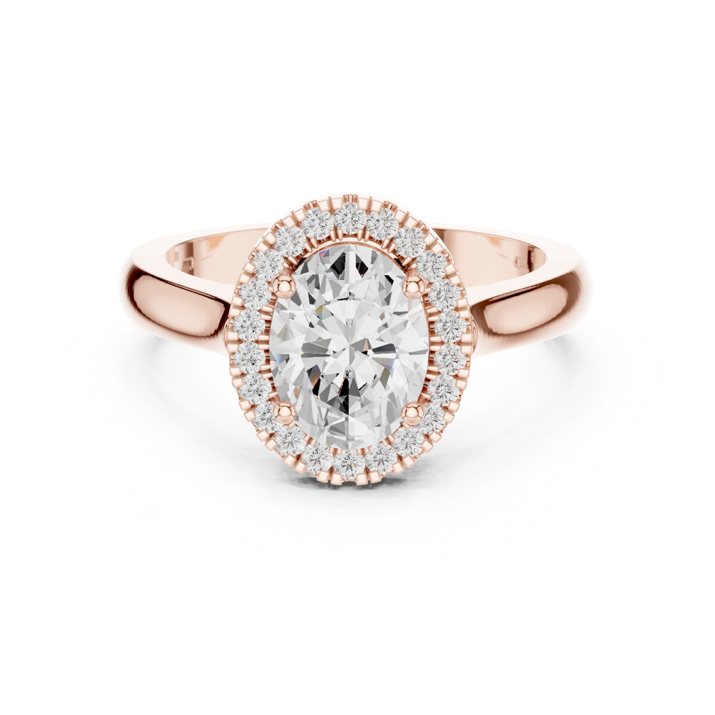 The Lumina Halo Ring 2ct Rose Gold Oval