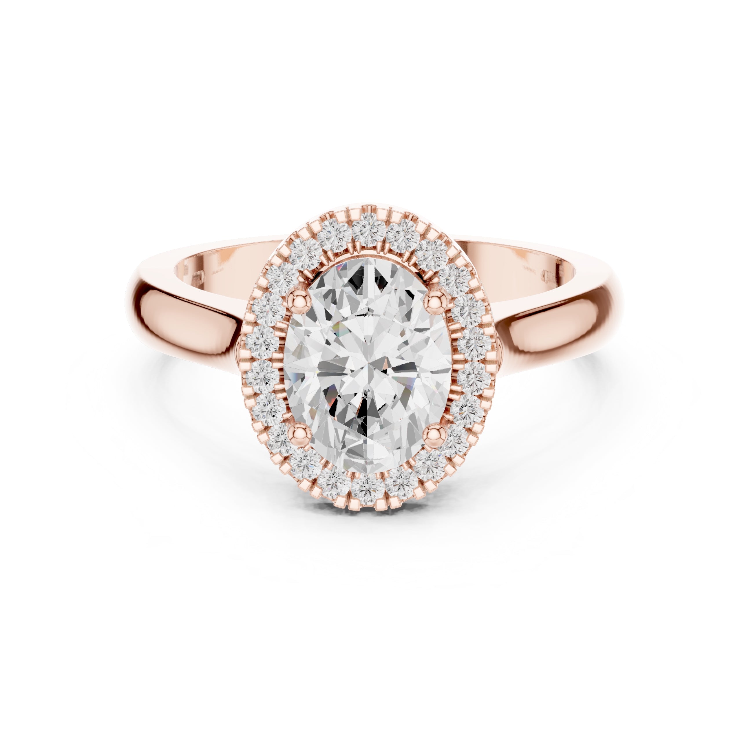 The Lumina Halo Ring 2ct Rose Gold Oval