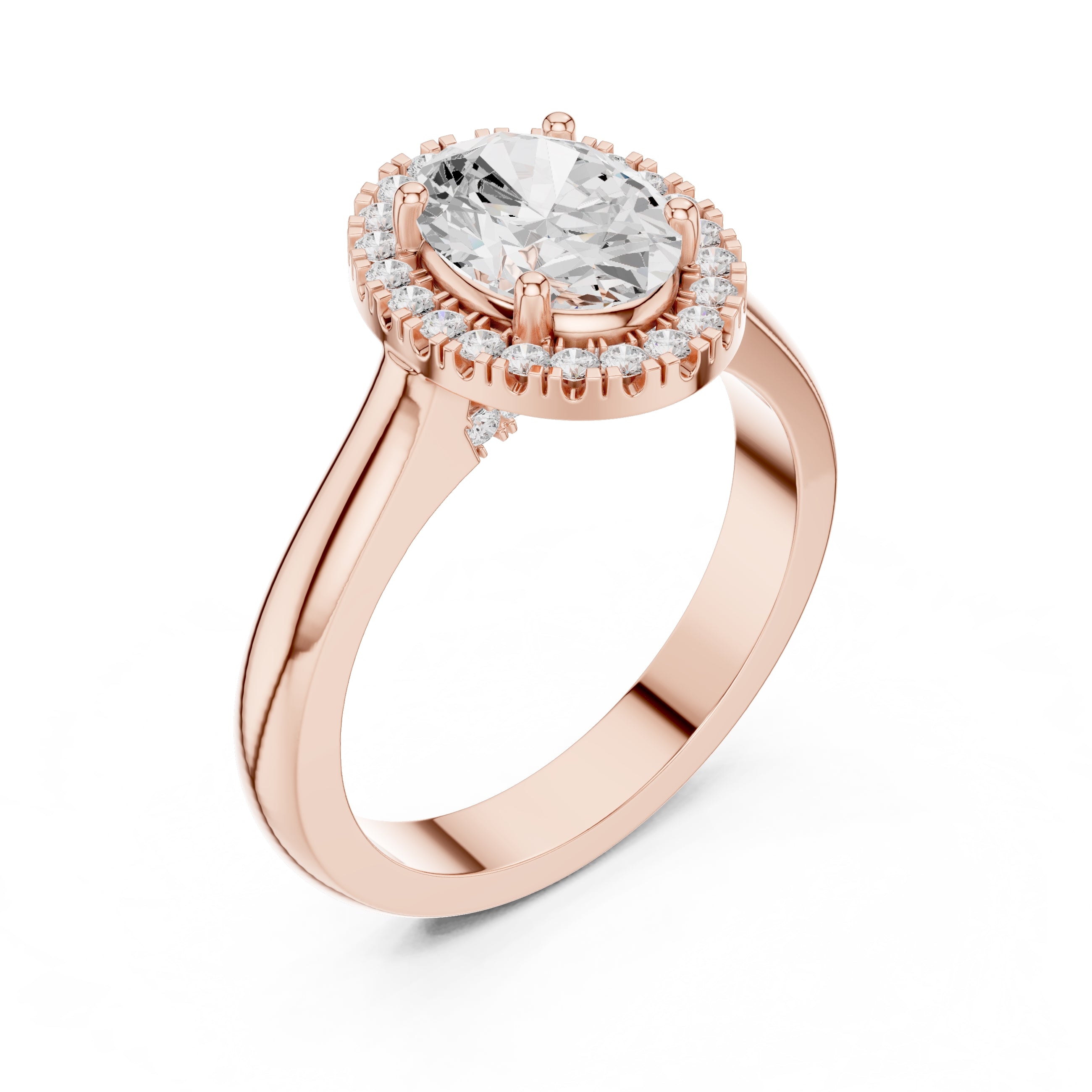 The Lumina Halo Ring 2ct Rose Gold Oval