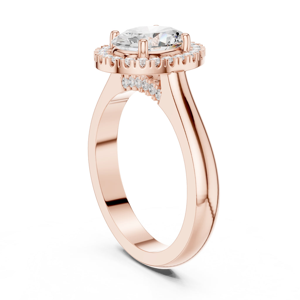 The Lumina Halo Ring 2ct Rose Gold Oval