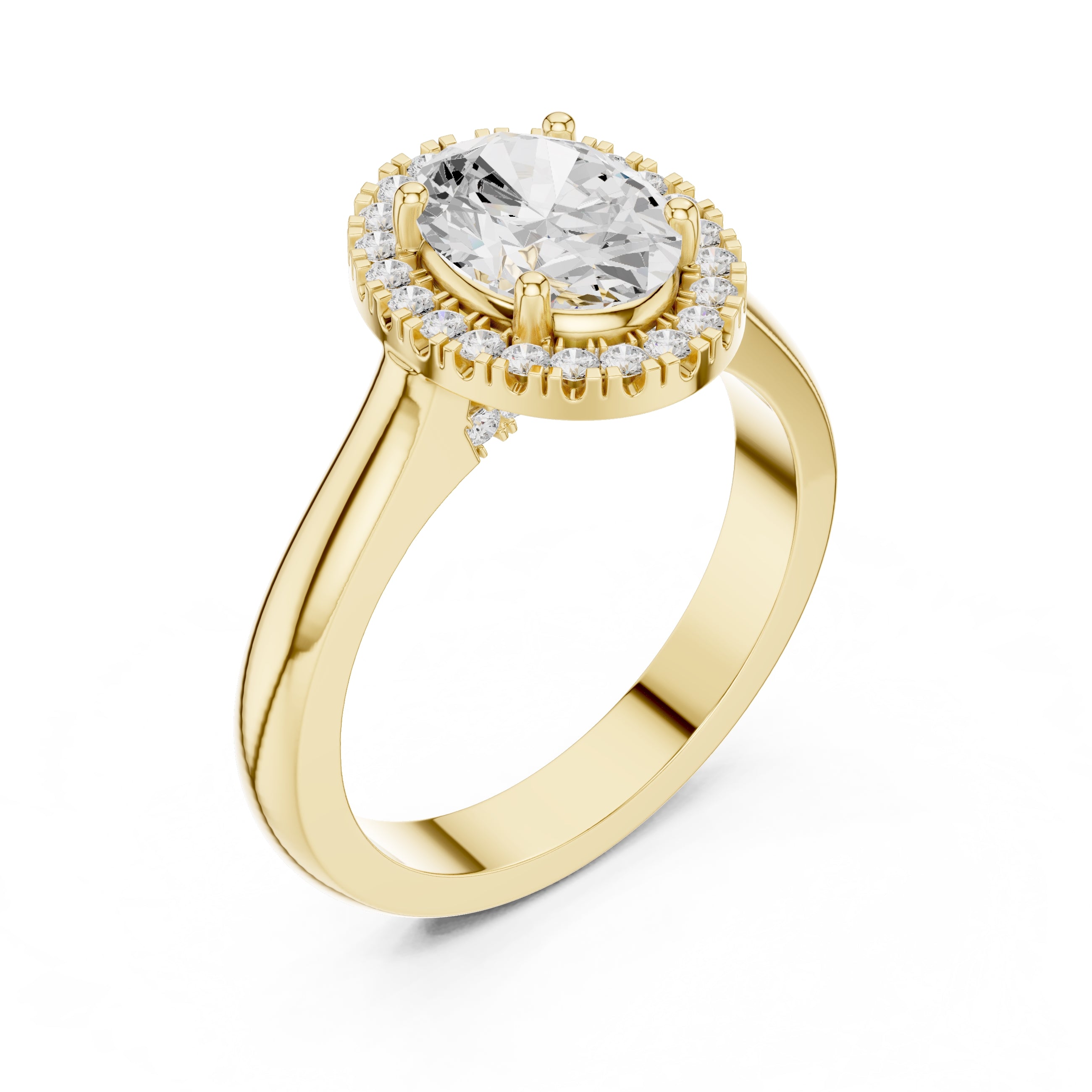 The Lumina Halo Ring 2ct Yellow Gold Oval