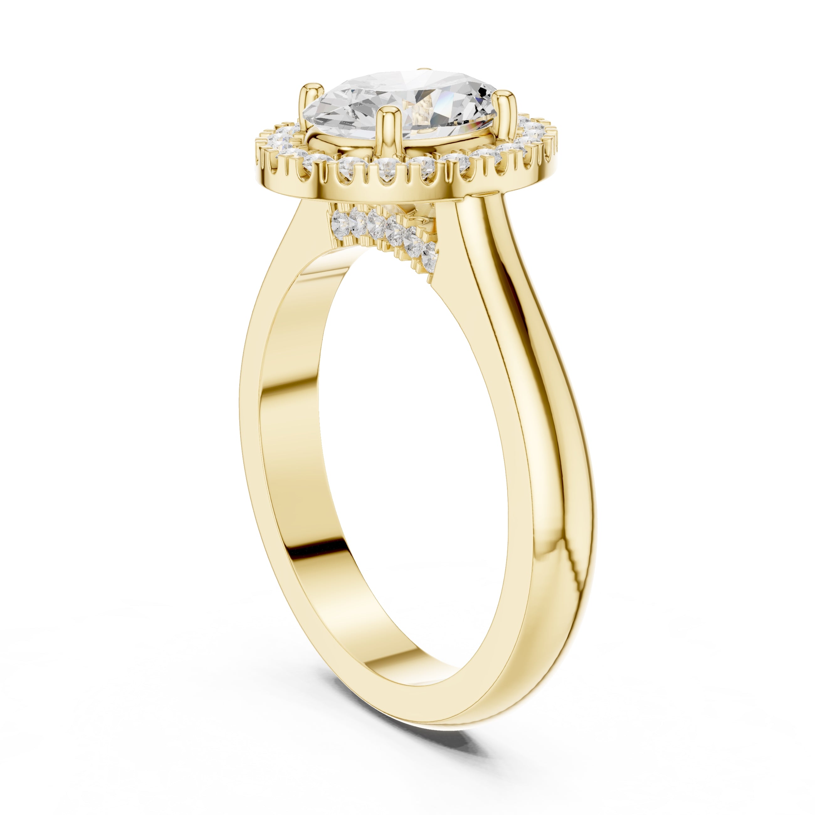 The Lumina Halo Ring 2ct Yellow Gold Oval