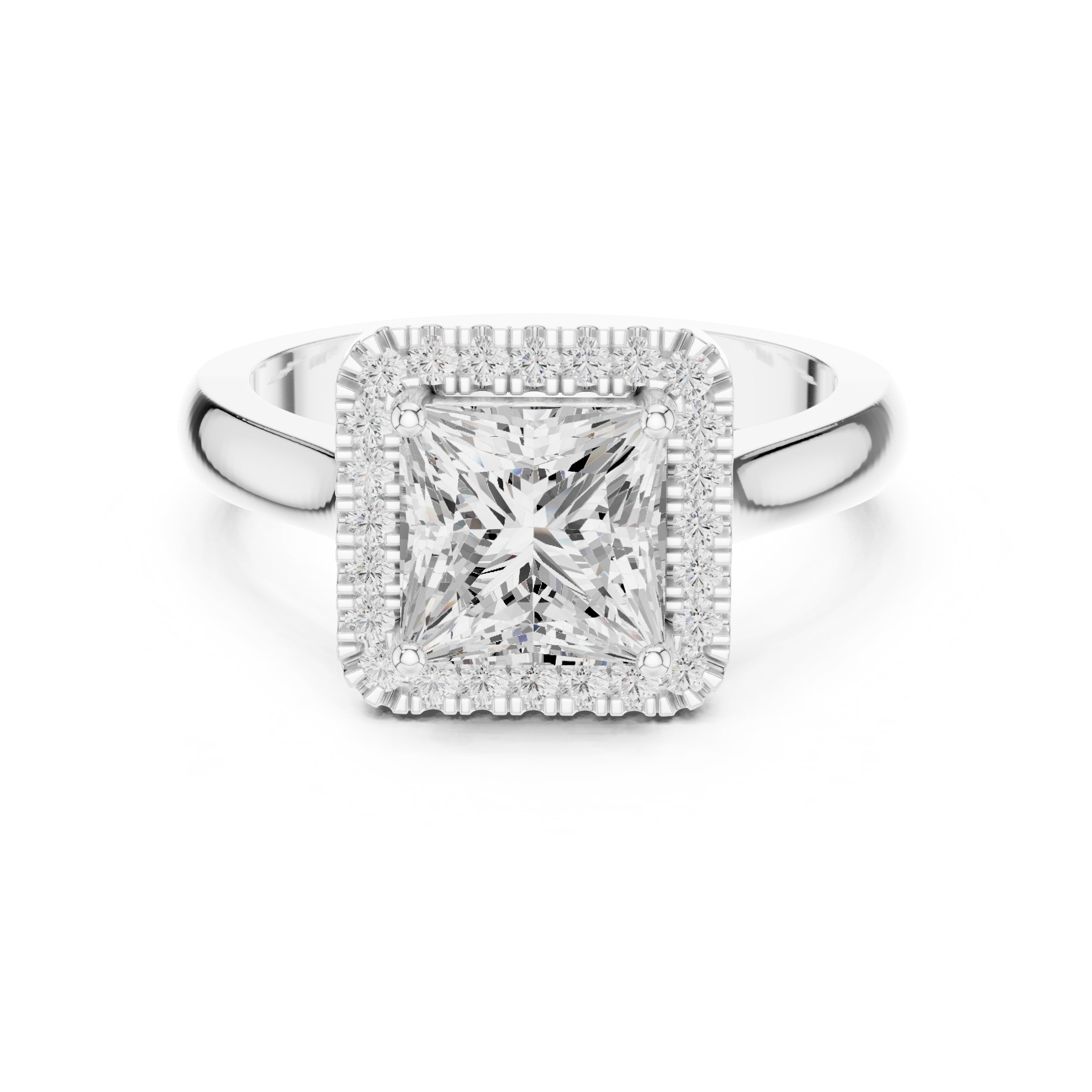 The Lumina Halo Ring 2ct White Gold Princess