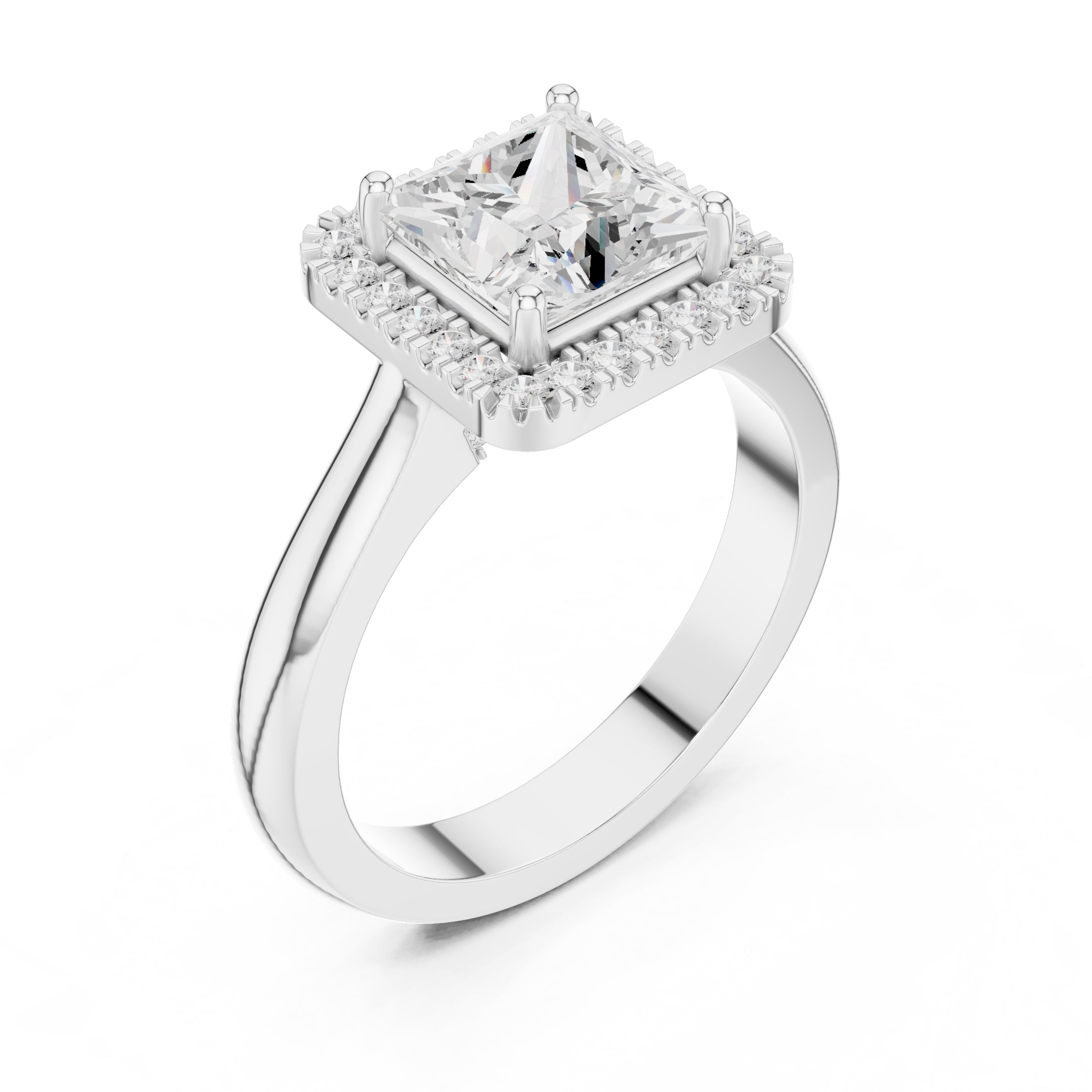The Lumina Halo Ring 2ct White Gold Princess