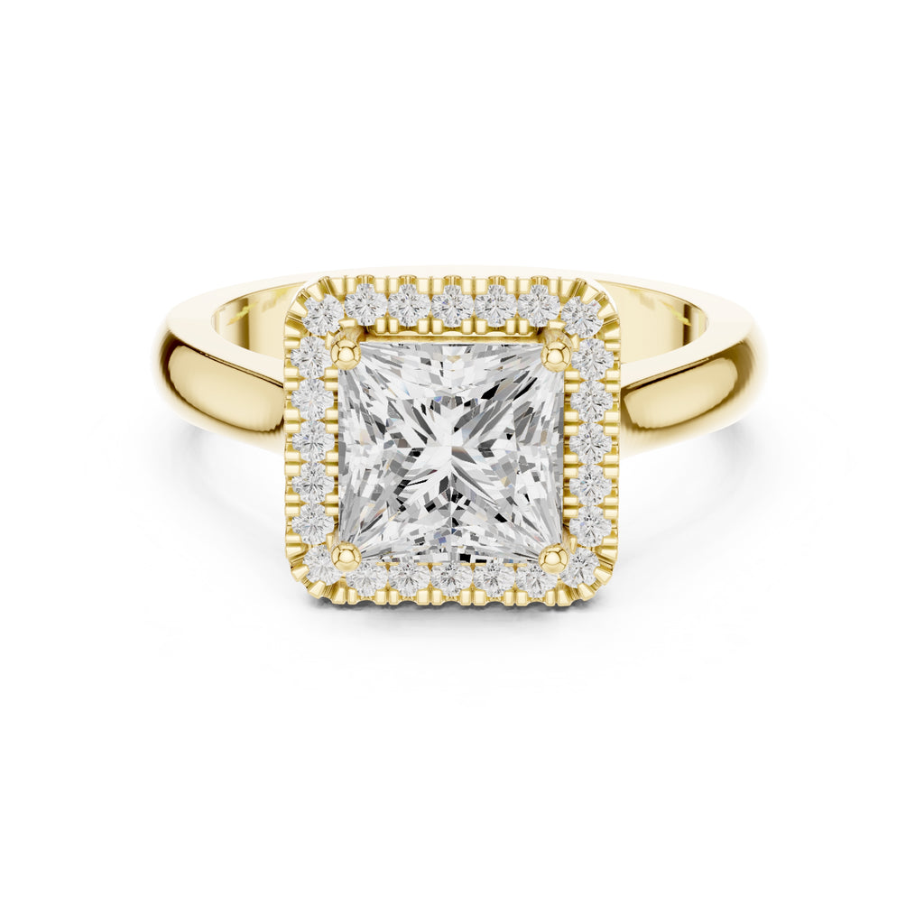 The Lumina Halo Ring 2ct Yellow Gold Princess