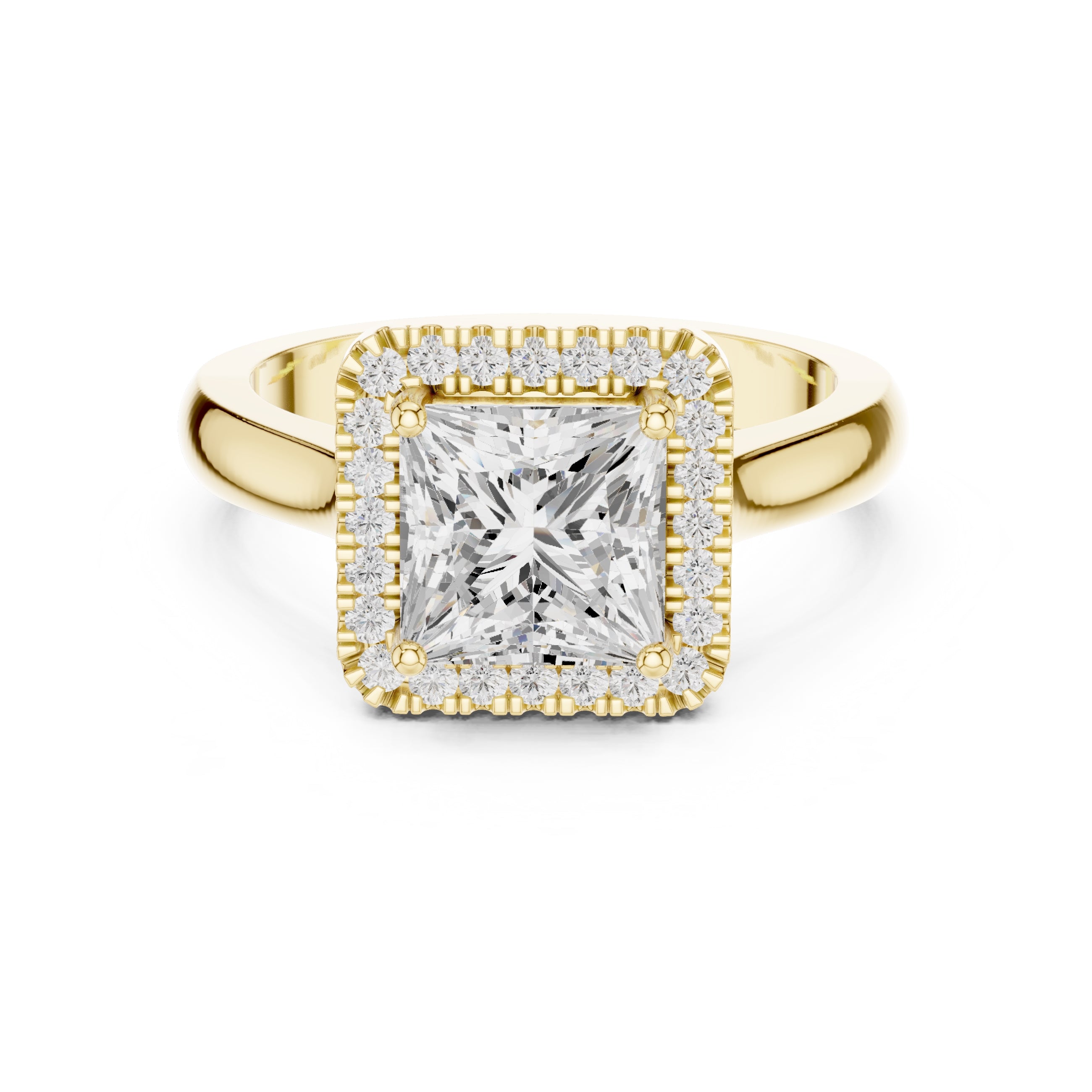 The Lumina Halo Ring 2ct Yellow Gold Princess