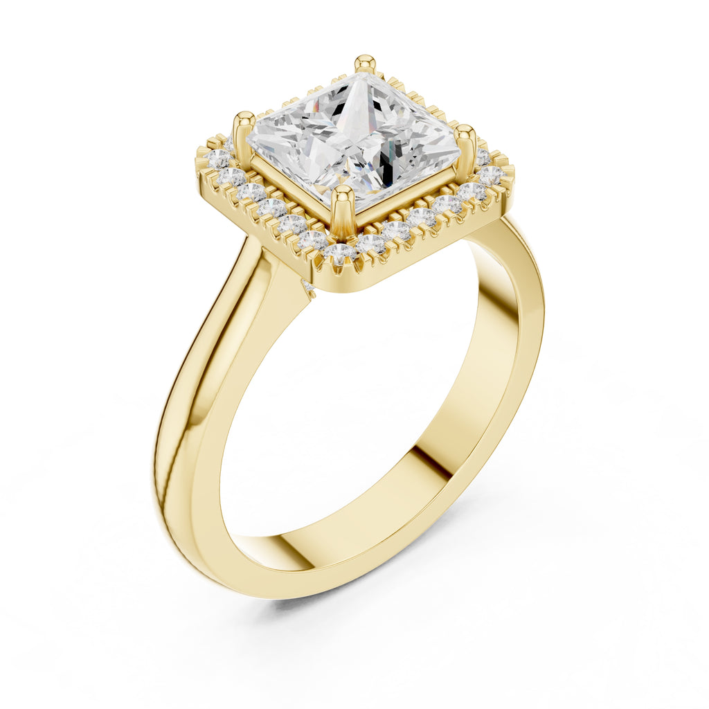 The Lumina Halo Ring 2ct Yellow Gold Princess