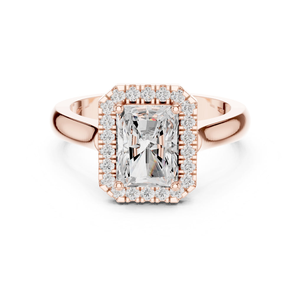 The Lumina Halo Ring 2ct Rose Gold Radiant