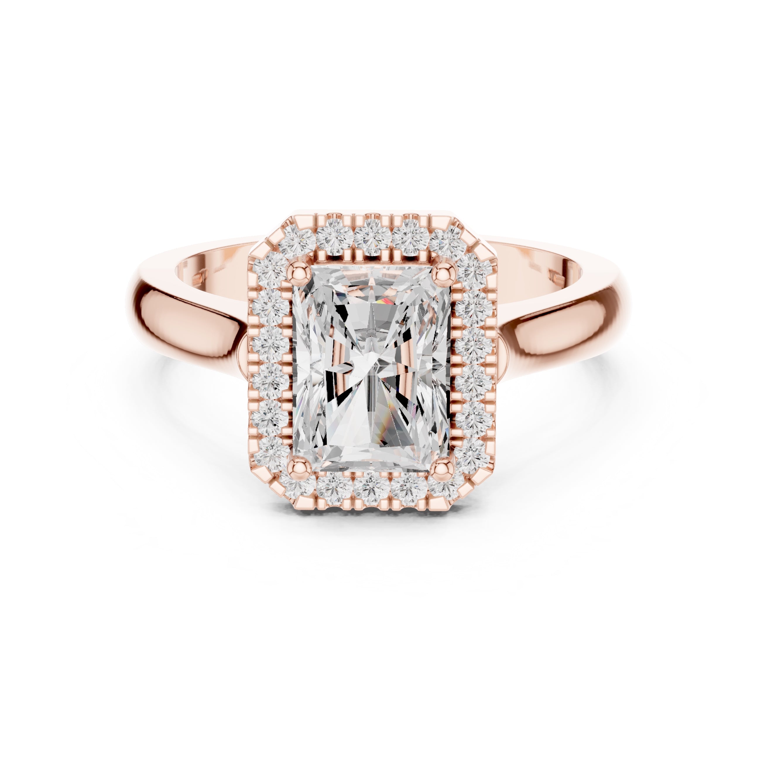 The Lumina Halo Ring 2ct Rose Gold Radiant