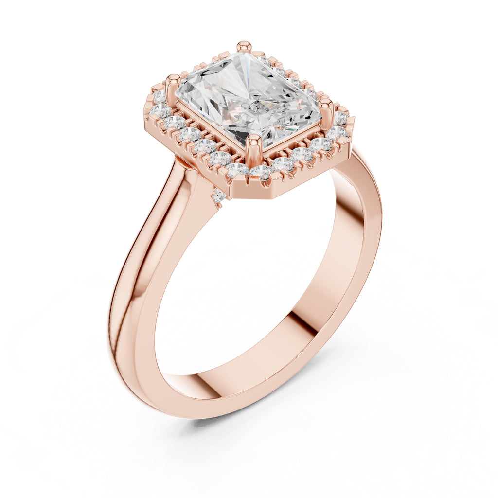 The Lumina Halo Ring 2ct Rose Gold Radiant