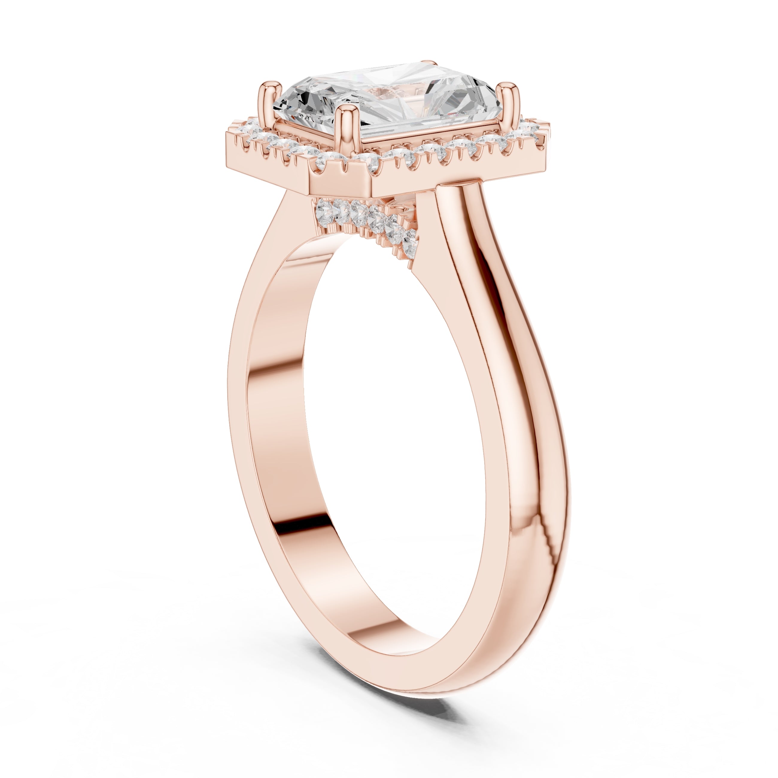 The Lumina Halo Ring 2ct Rose Gold Radiant
