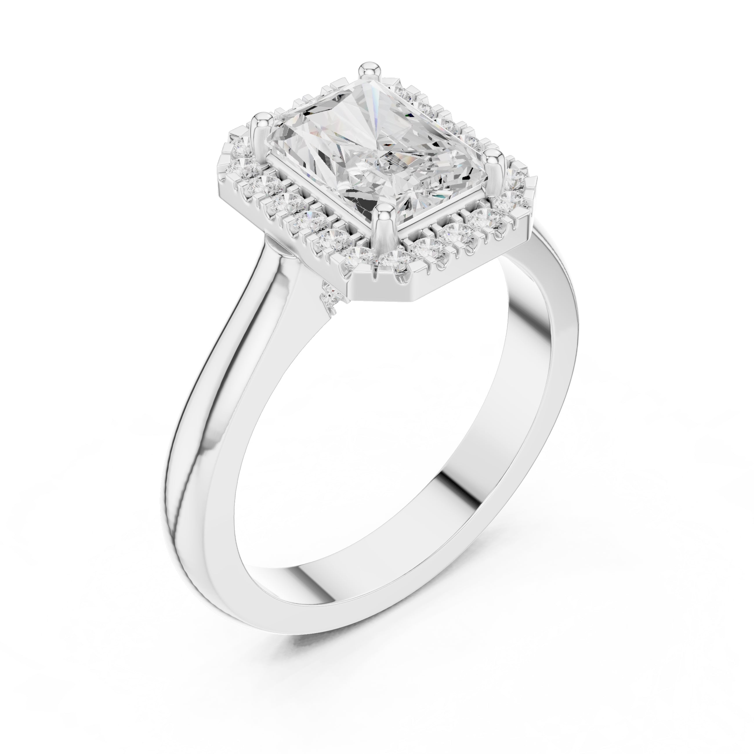 The Lumina Halo Ring 2ct White Gold Radiant