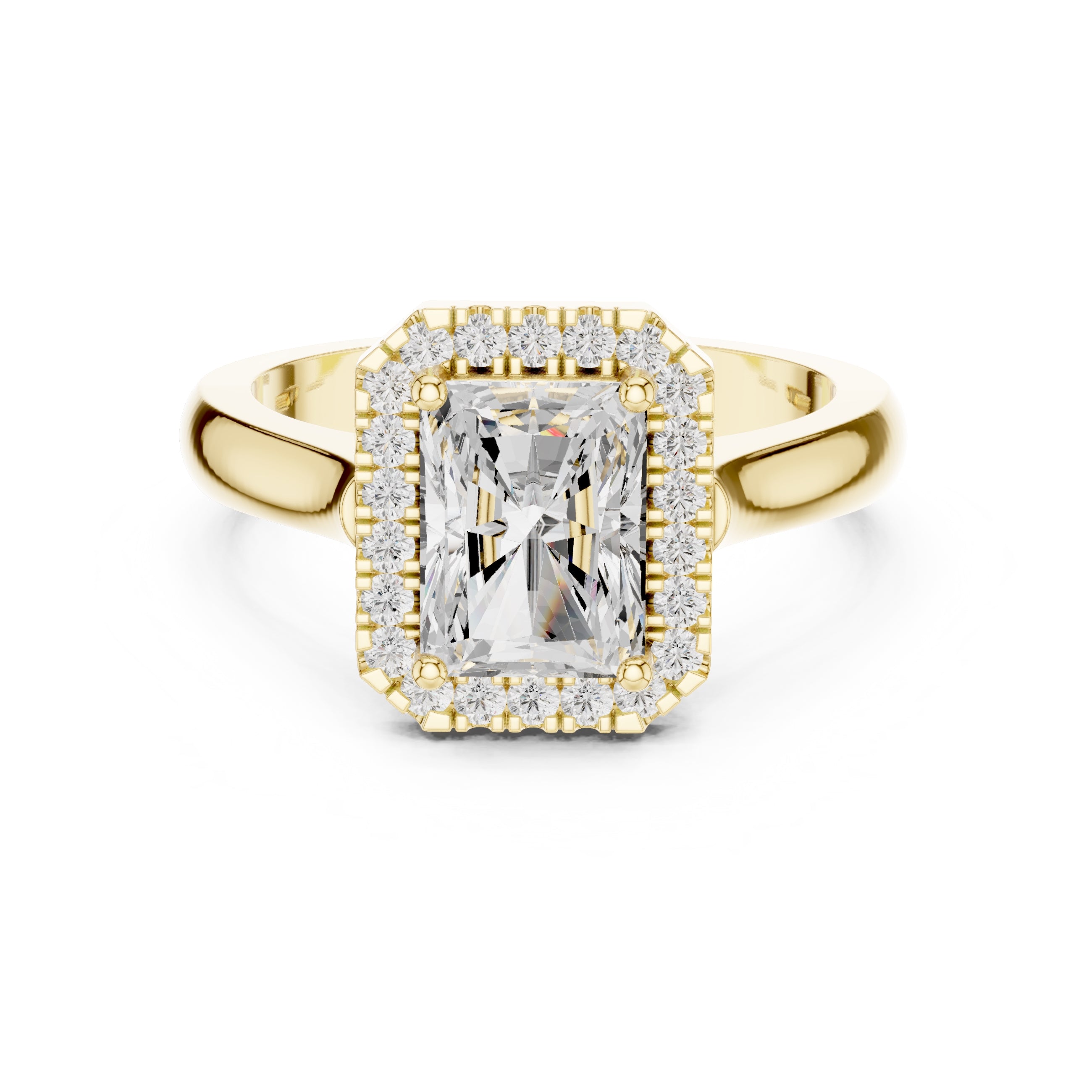 The Lumina Halo Ring 2ct Yellow Gold Radiant