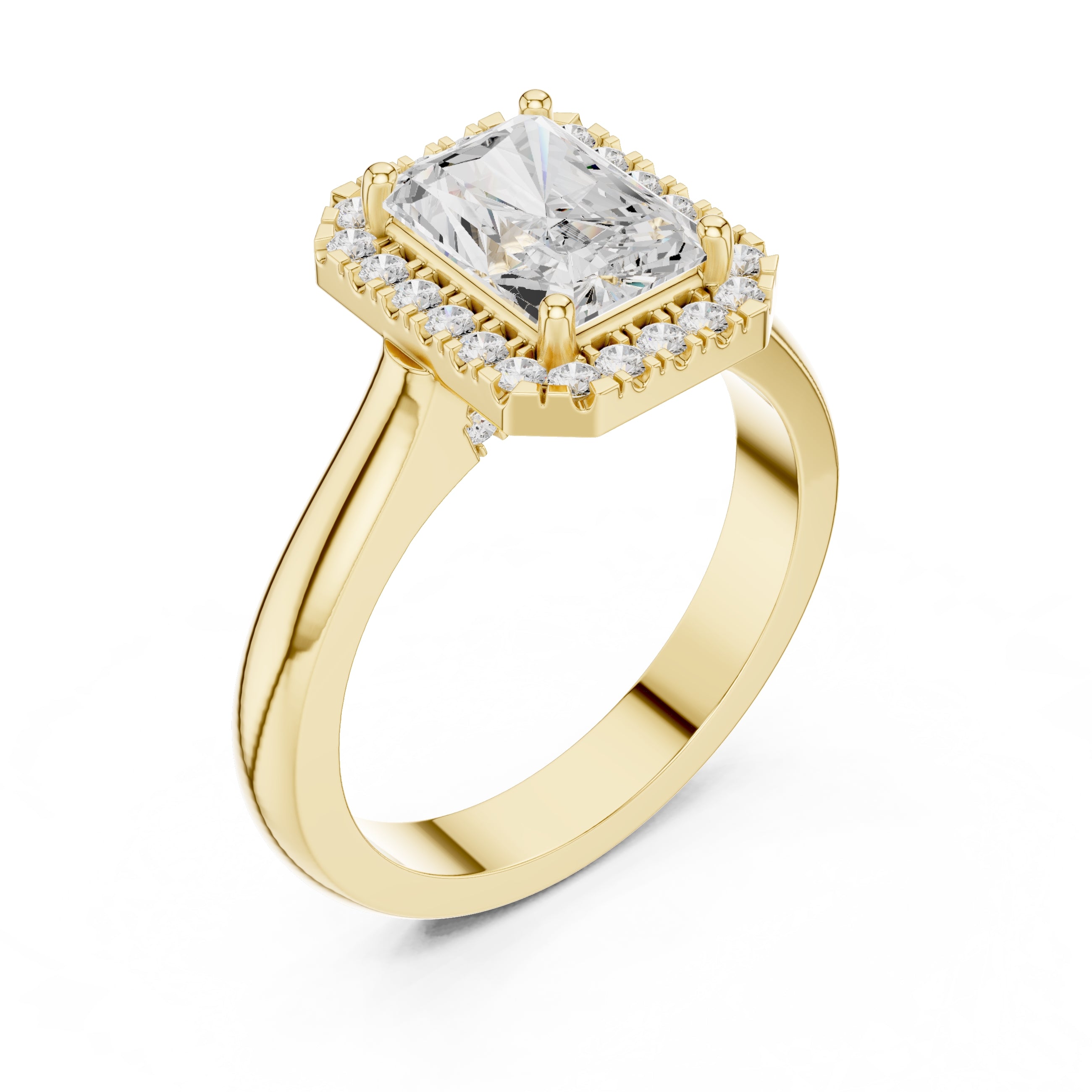 The Lumina Halo Ring 2ct Yellow Gold Radiant
