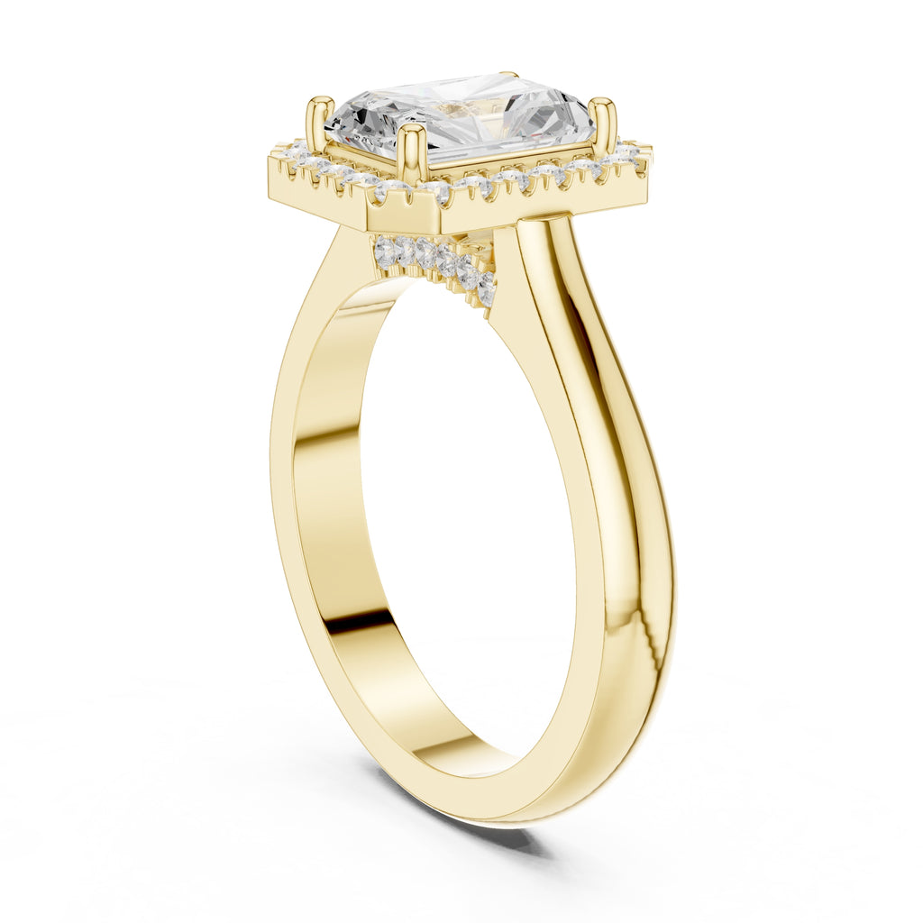 The Lumina Halo Ring 2ct Yellow Gold Radiant