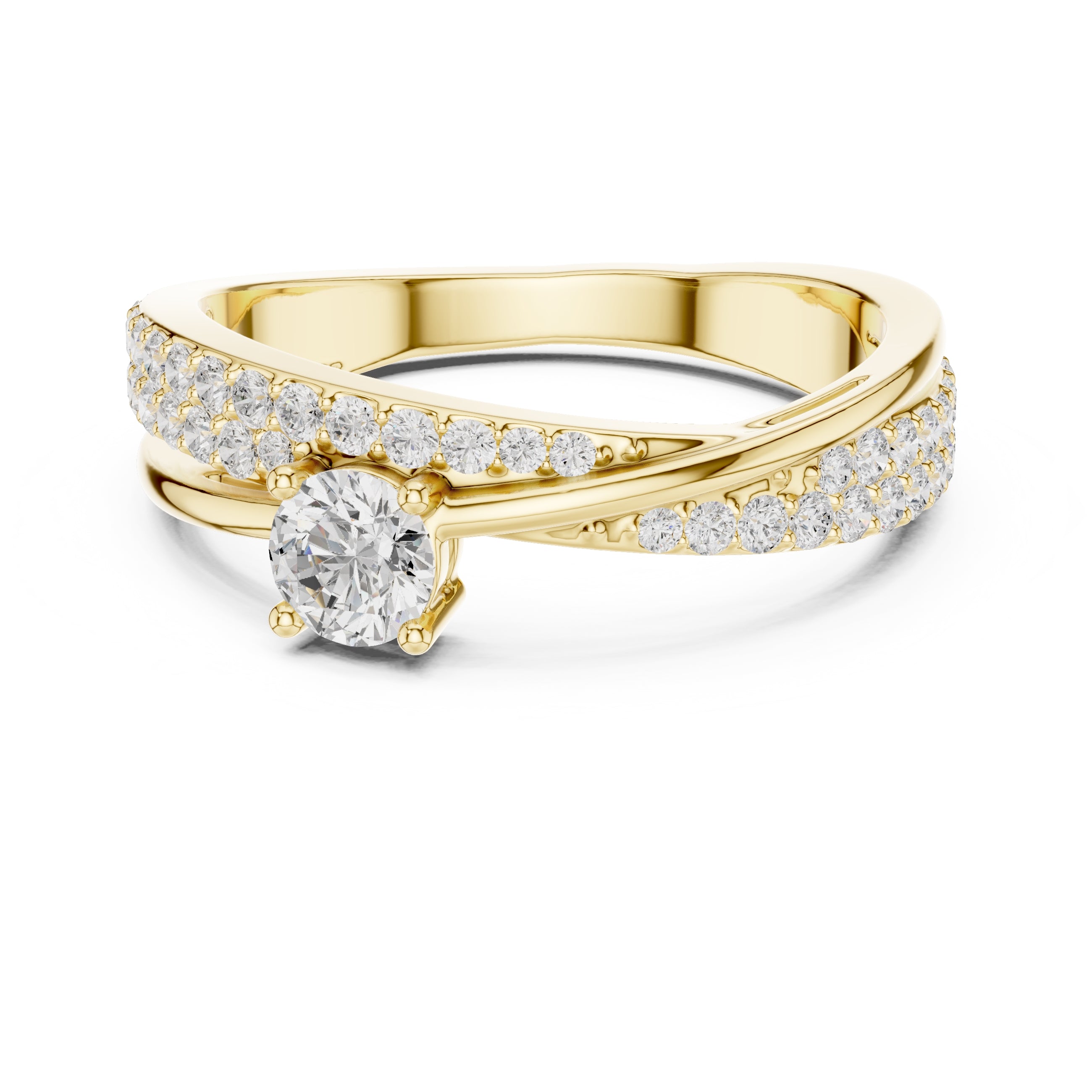 The Lumina Swirl Ring 0.3ct Yellow Gold