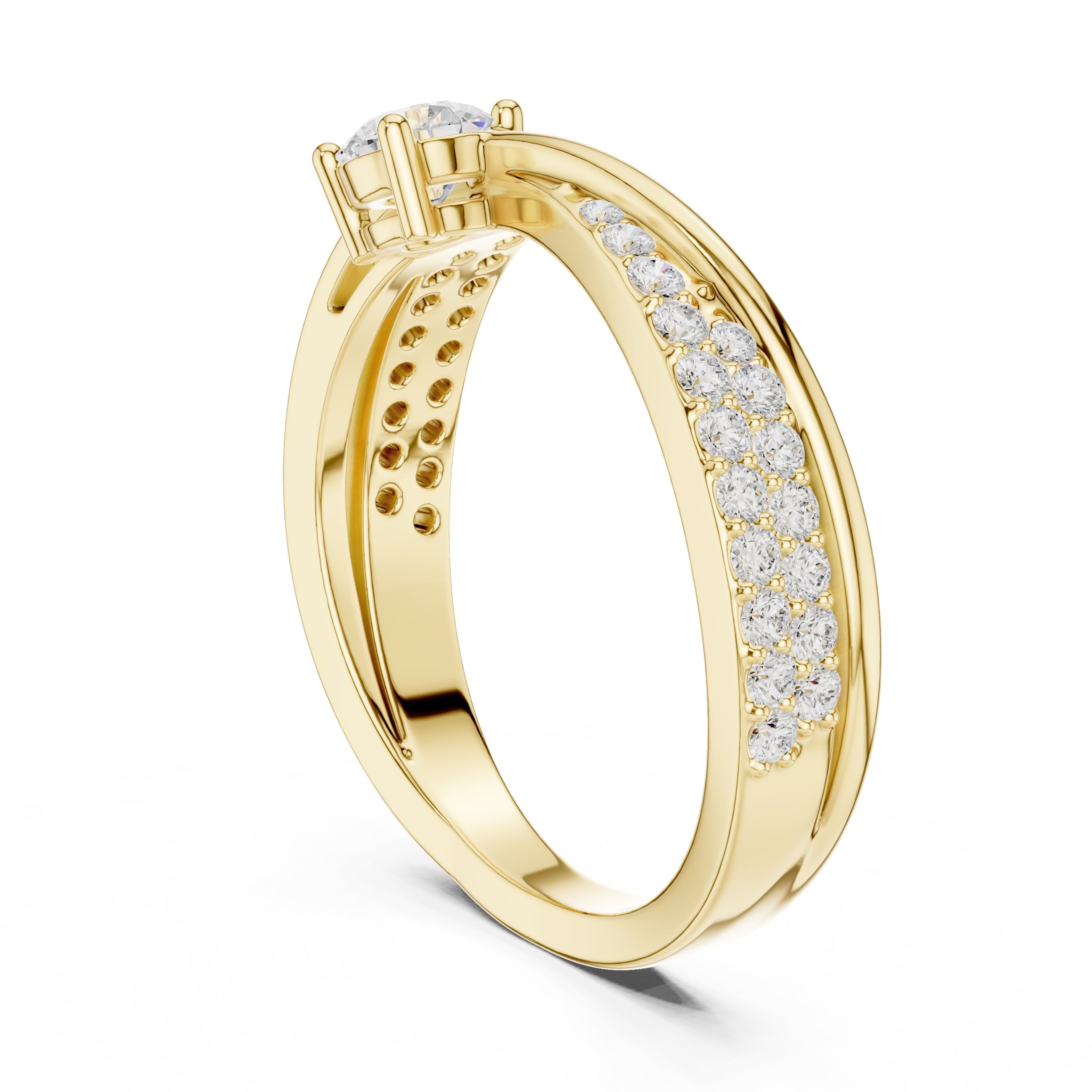 The Lumina Swirl Ring 0.3ct Yellow Gold