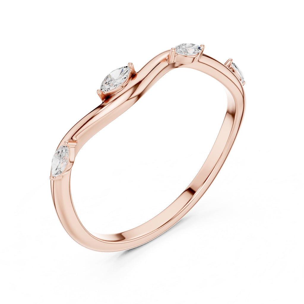 The Marquise Vine Diamond Band Rose Gold