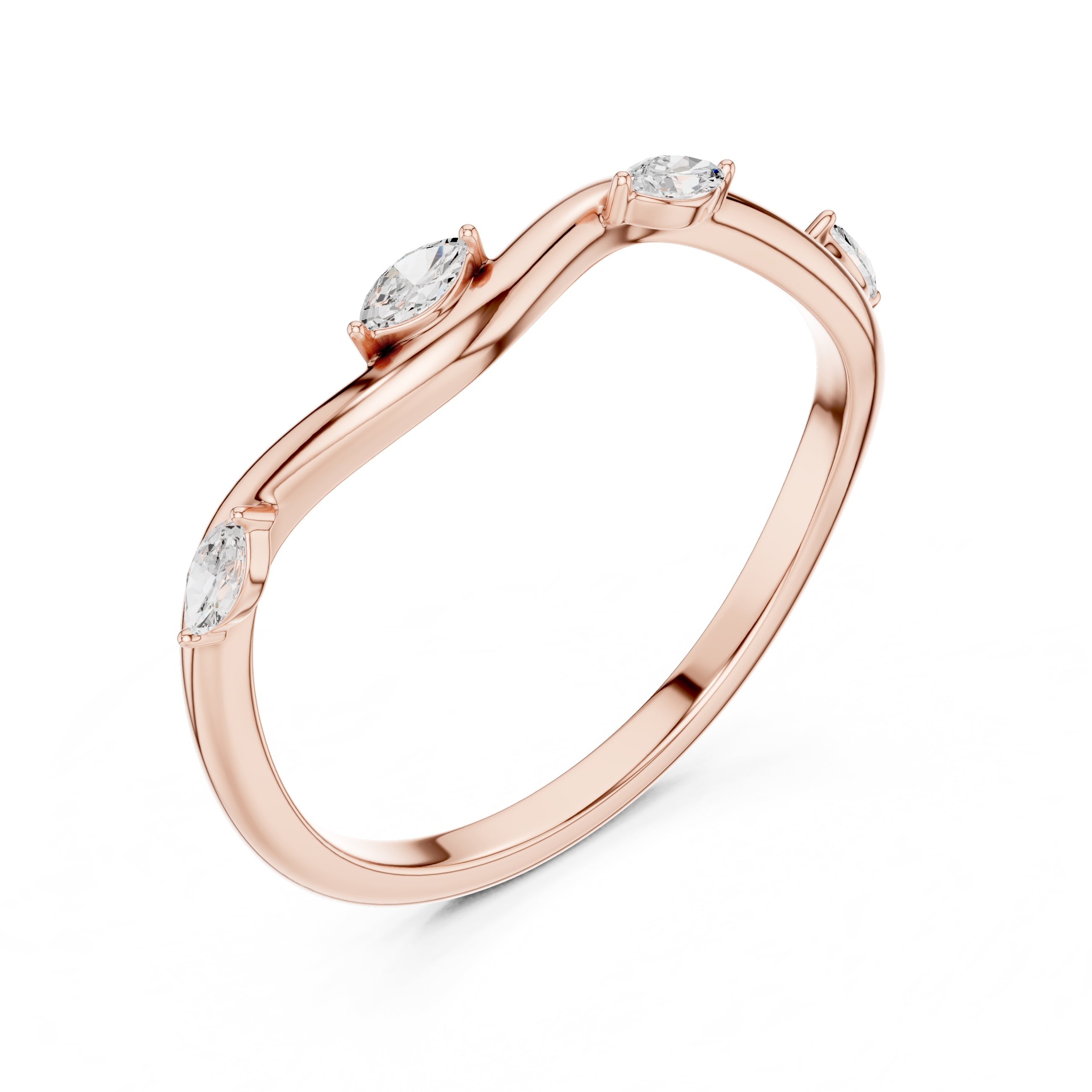The Marquise Vine Diamond Band Rose Gold