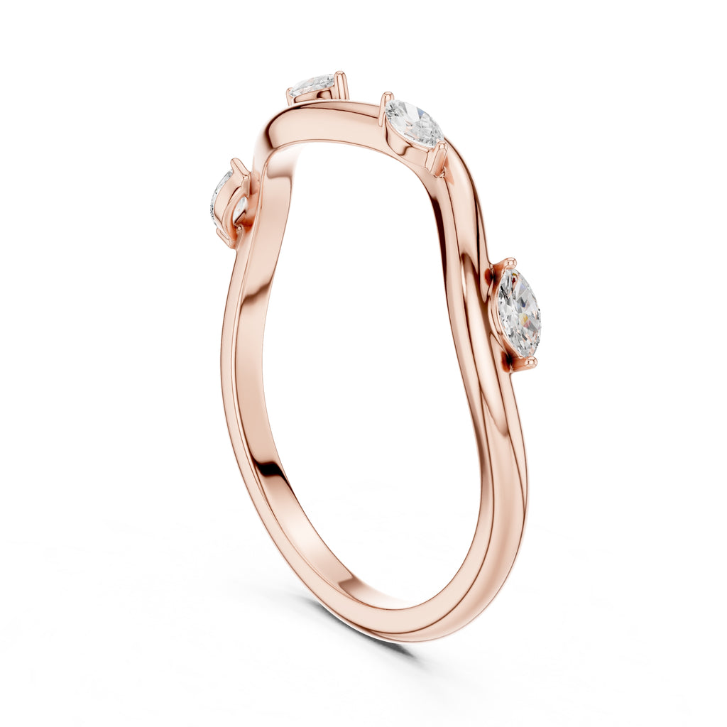The Marquise Vine Diamond Band Rose Gold