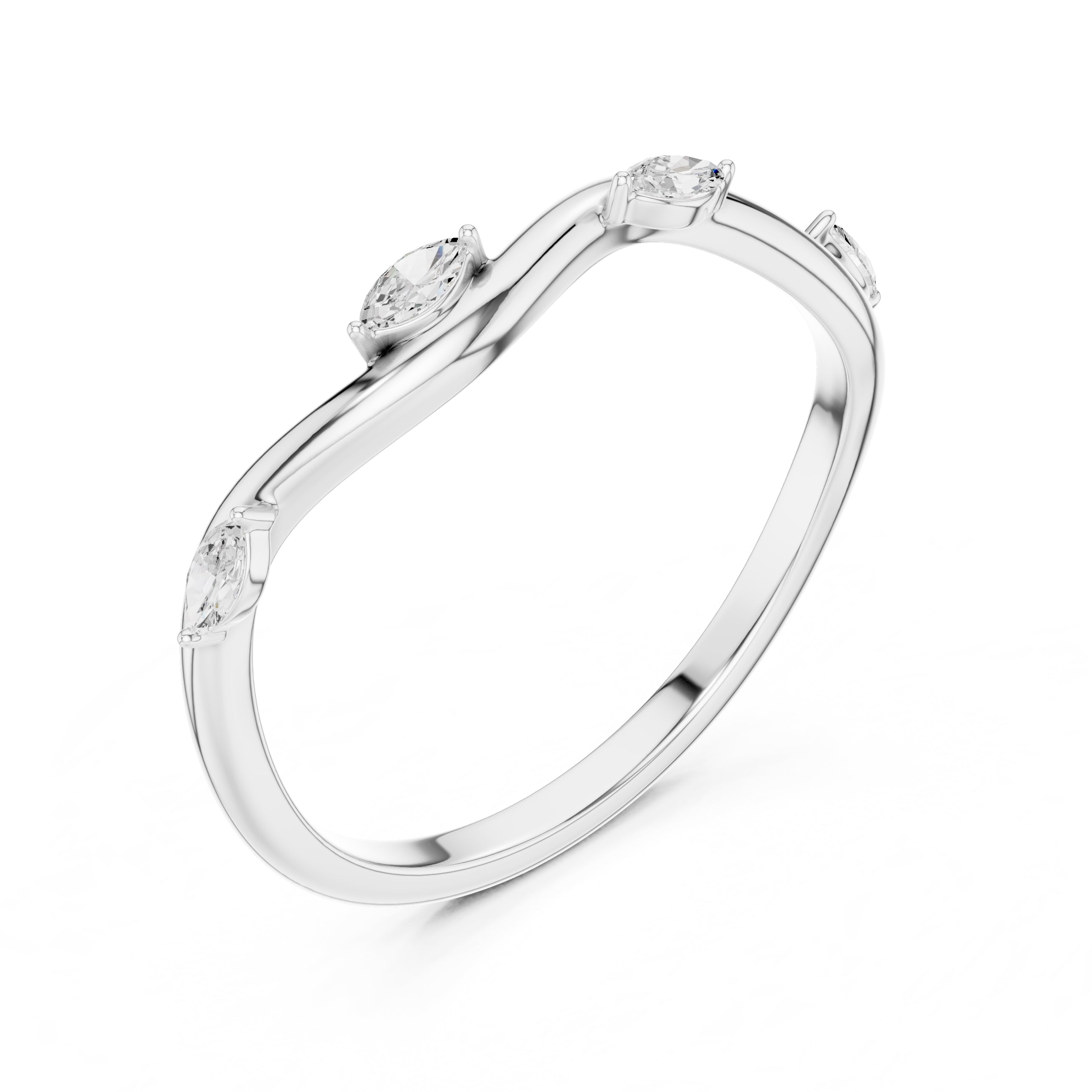 The Marquise Vine Diamond Band White Gold