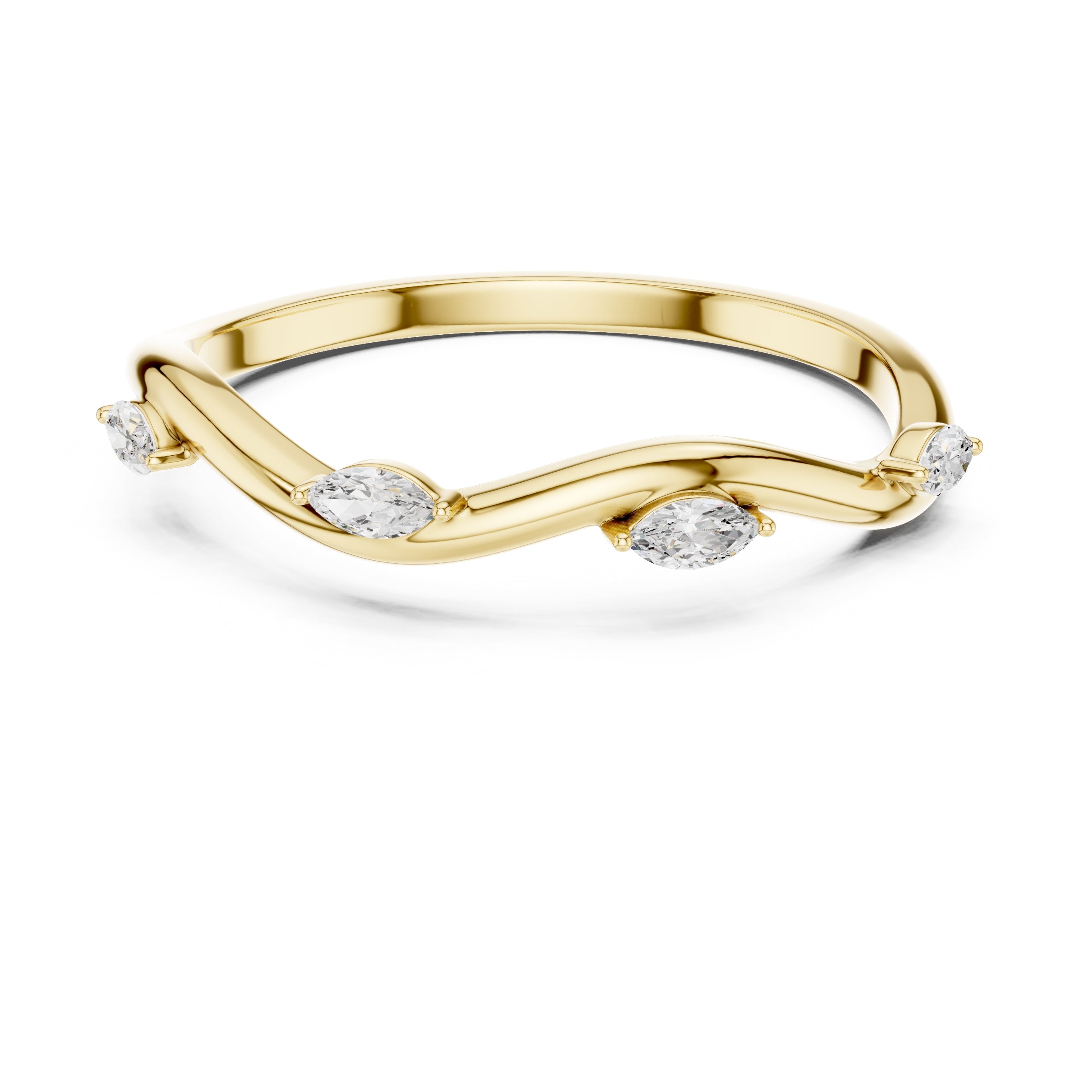 The Marquise Vine Diamond Band Yellow Gold