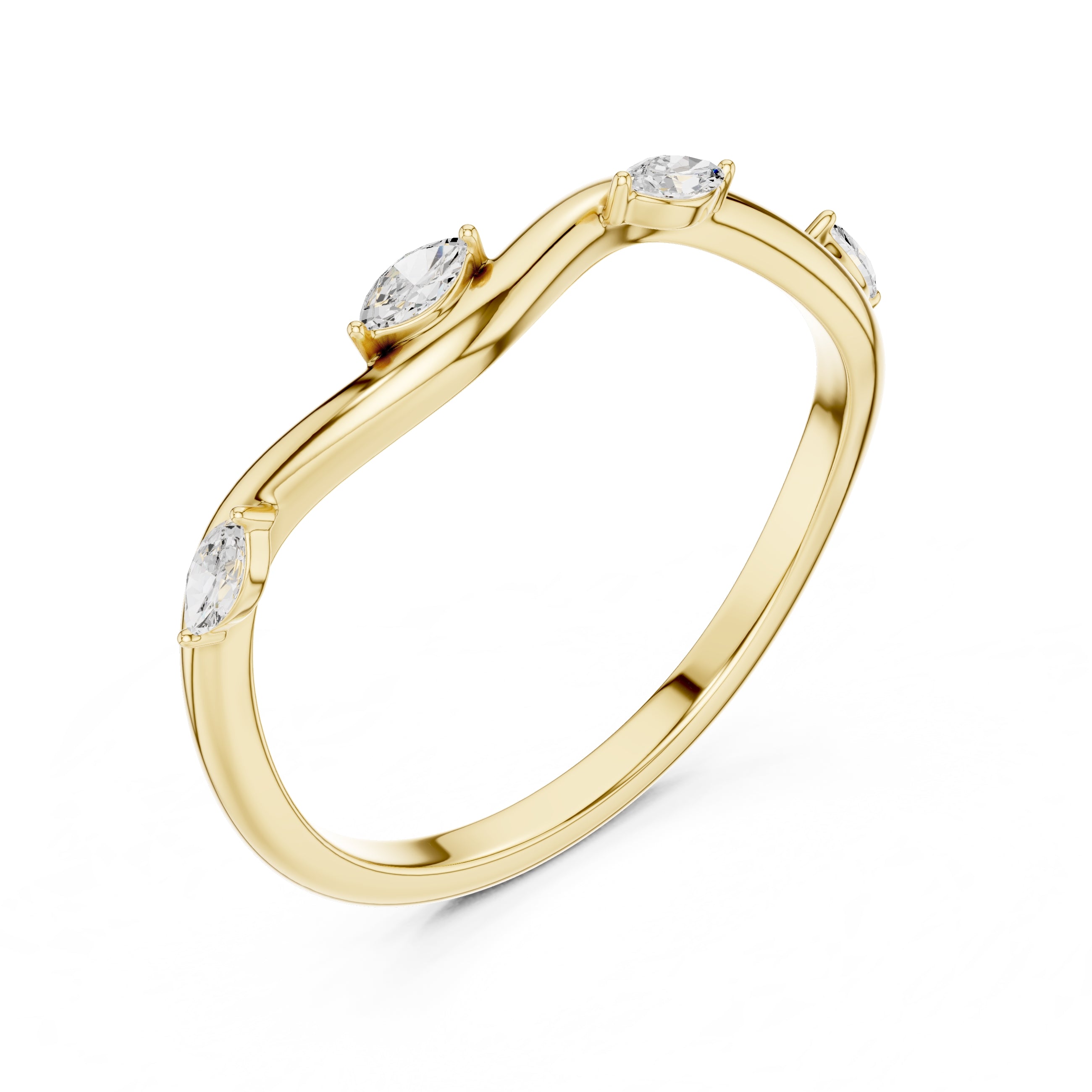 The Marquise Vine Diamond Band Yellow Gold