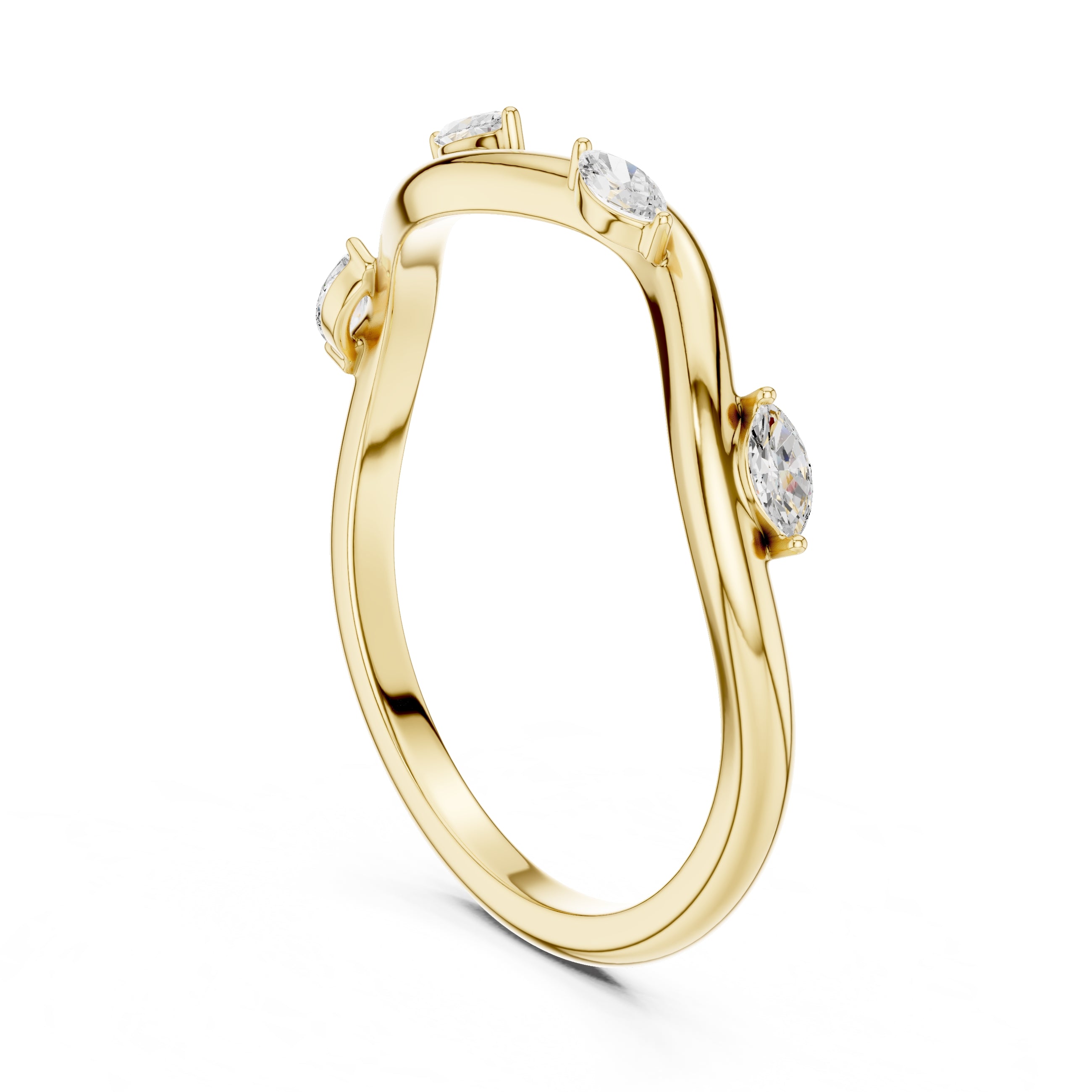 The Marquise Vine Diamond Band Yellow Gold