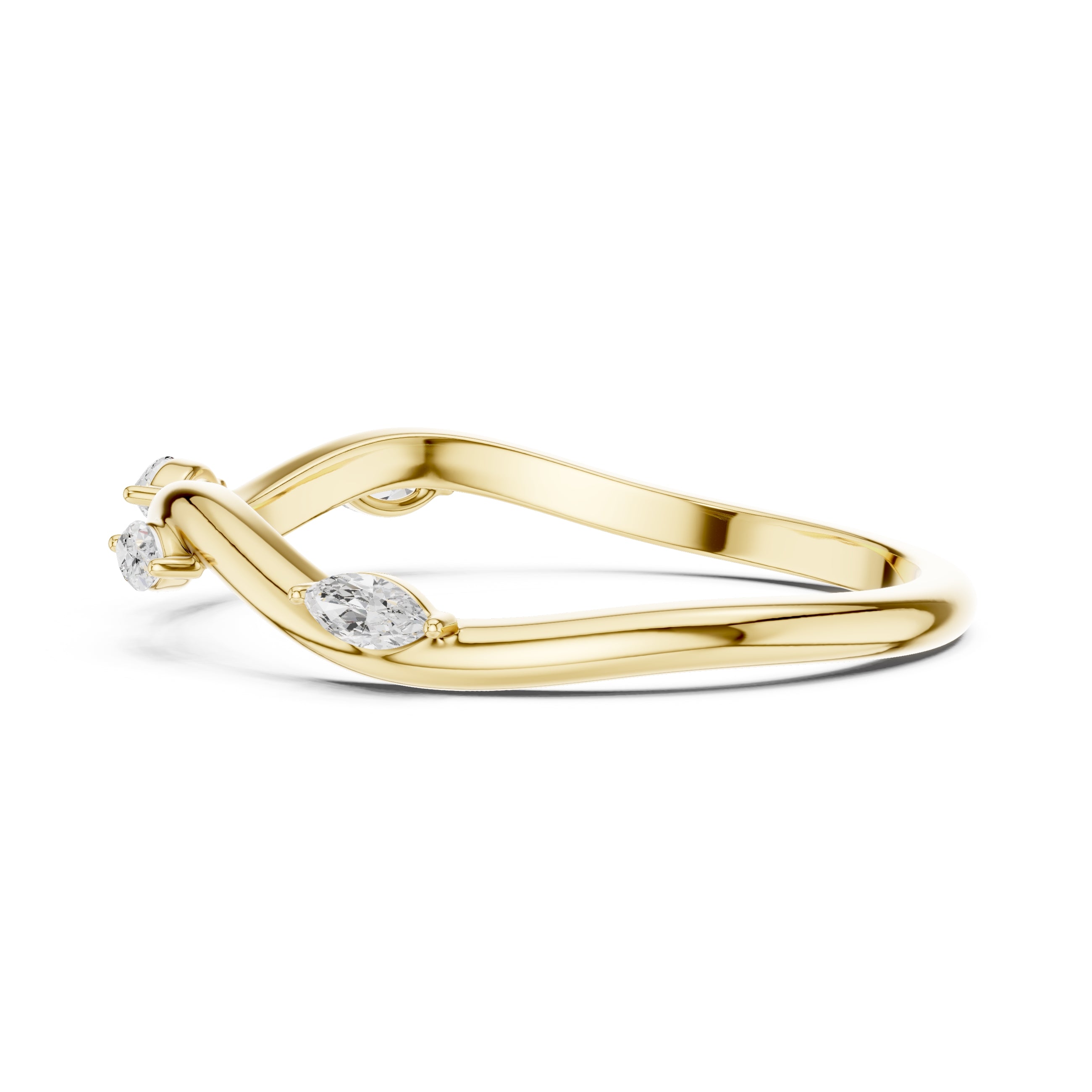 The Marquise Vine Diamond Band Yellow Gold