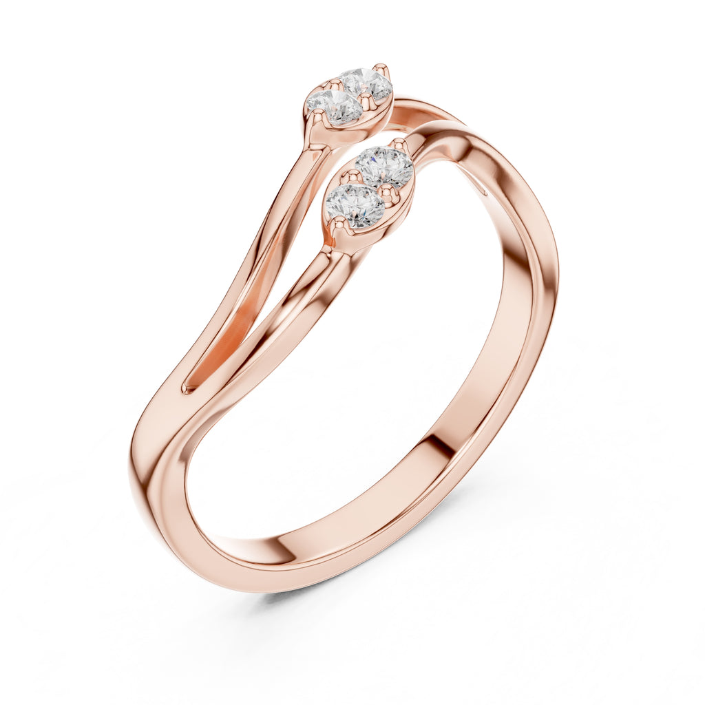 The Diamond Flora Bypass Ring Rose Gold