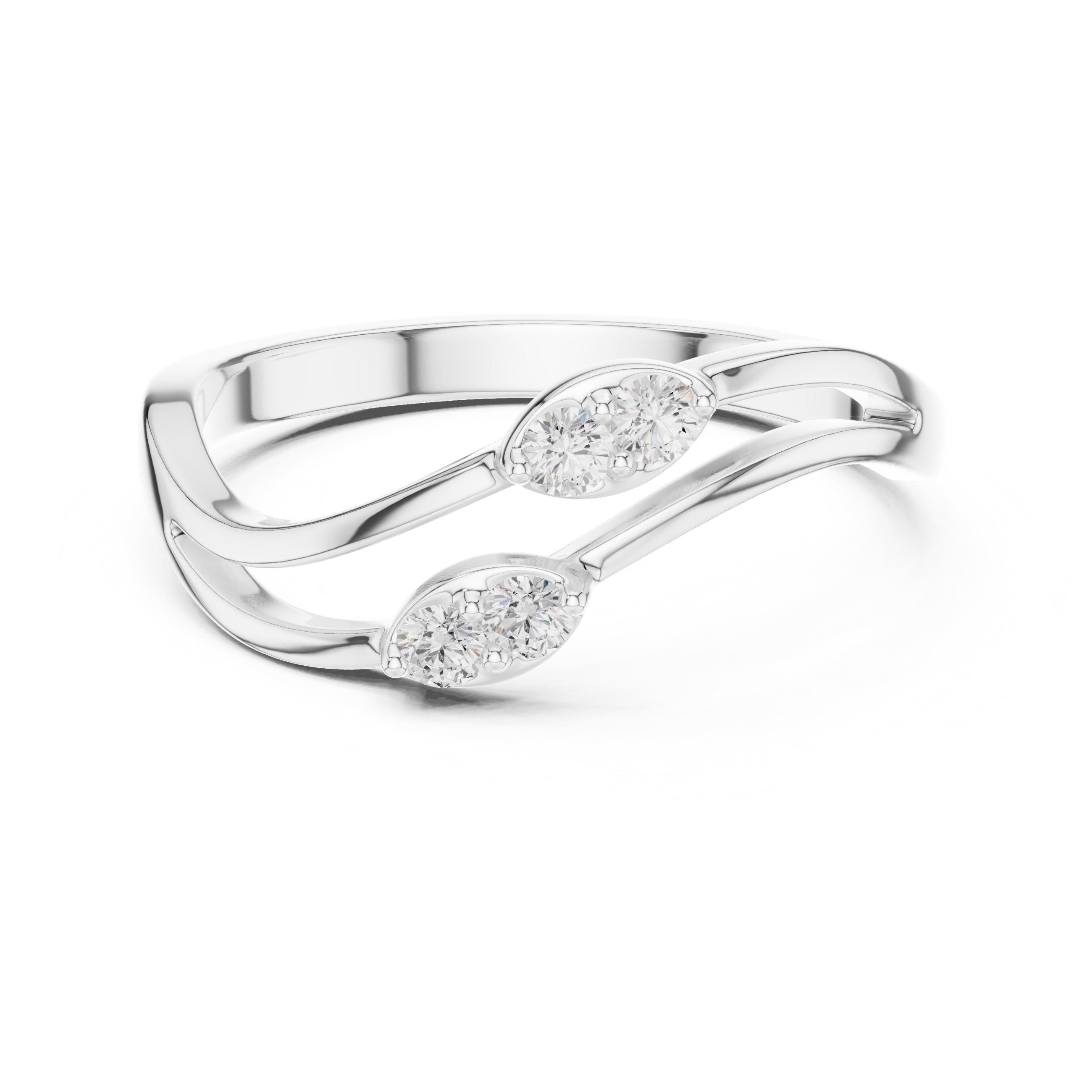 The Diamond Flora Bypass Ring White Gold