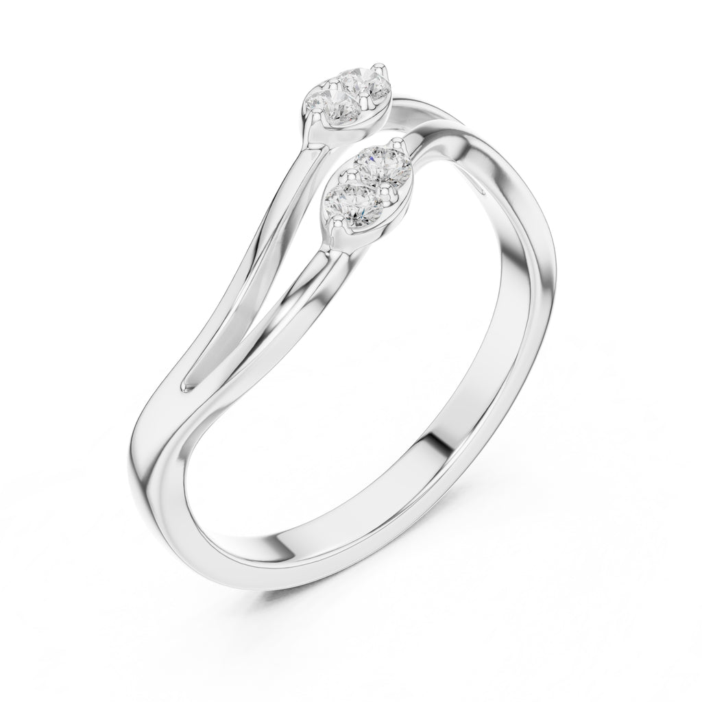The Diamond Flora Bypass Ring White Gold