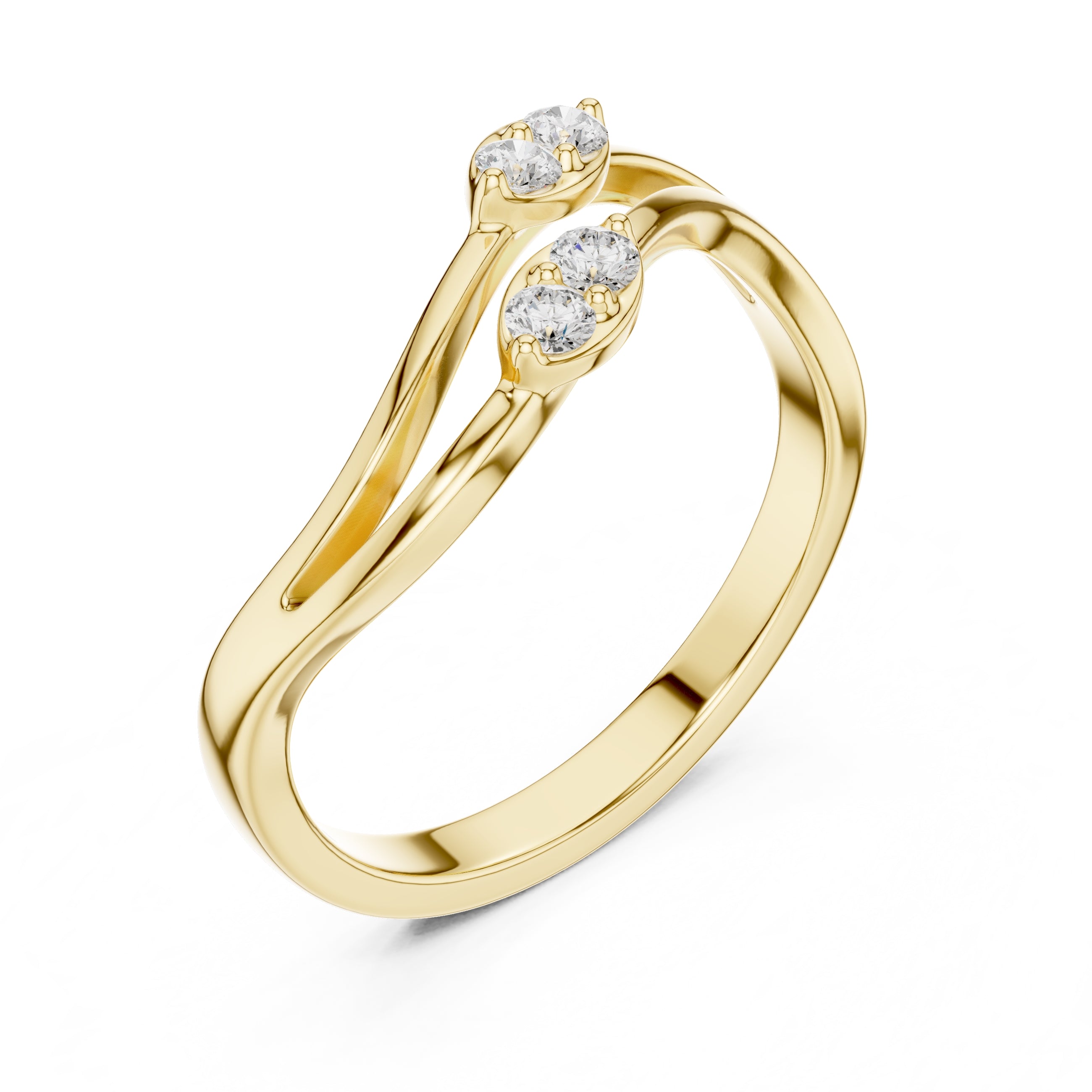 The Diamond Flora Bypass Ring Yellow Gold