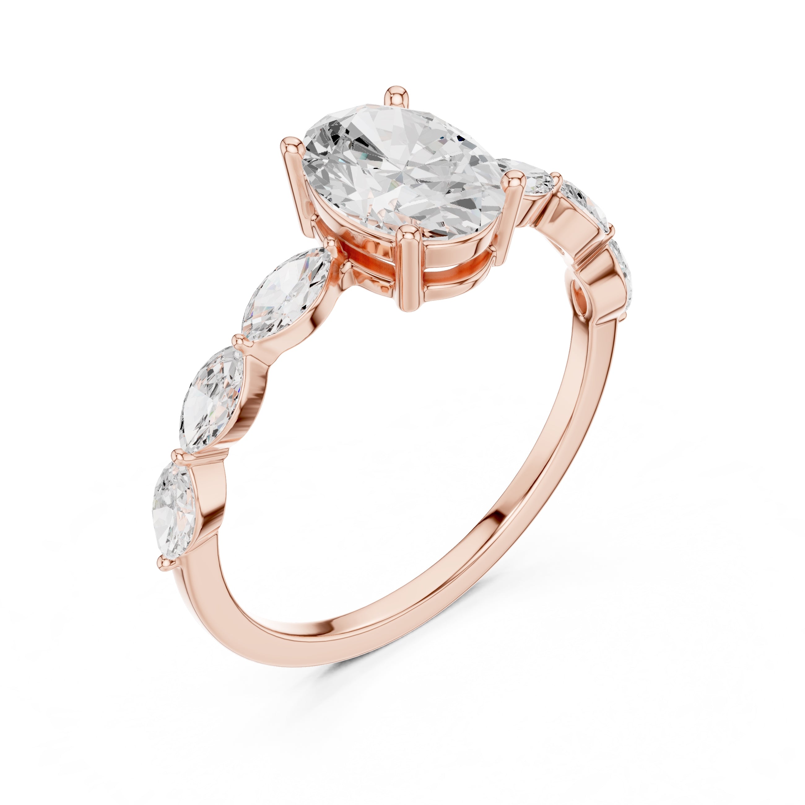 The Harper Oval Ring 1ct Rose Gold