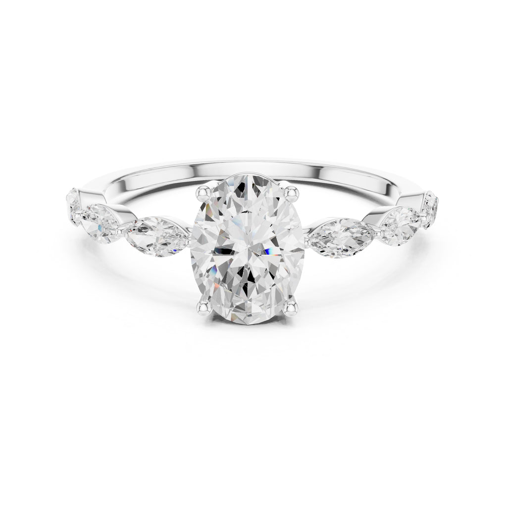 The Harper Oval Ring 1ct White Gold