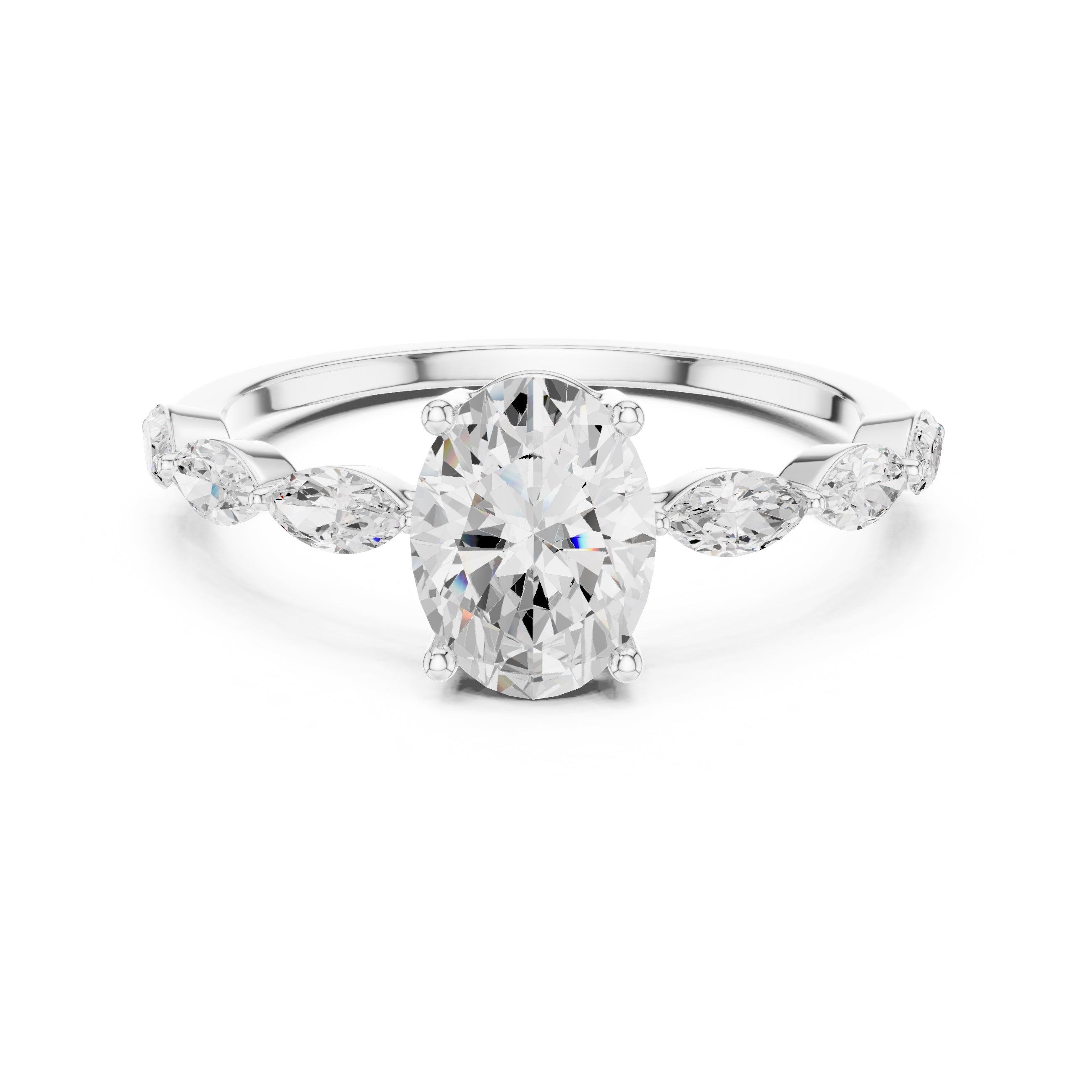 The Harper Oval Ring 1ct White Gold