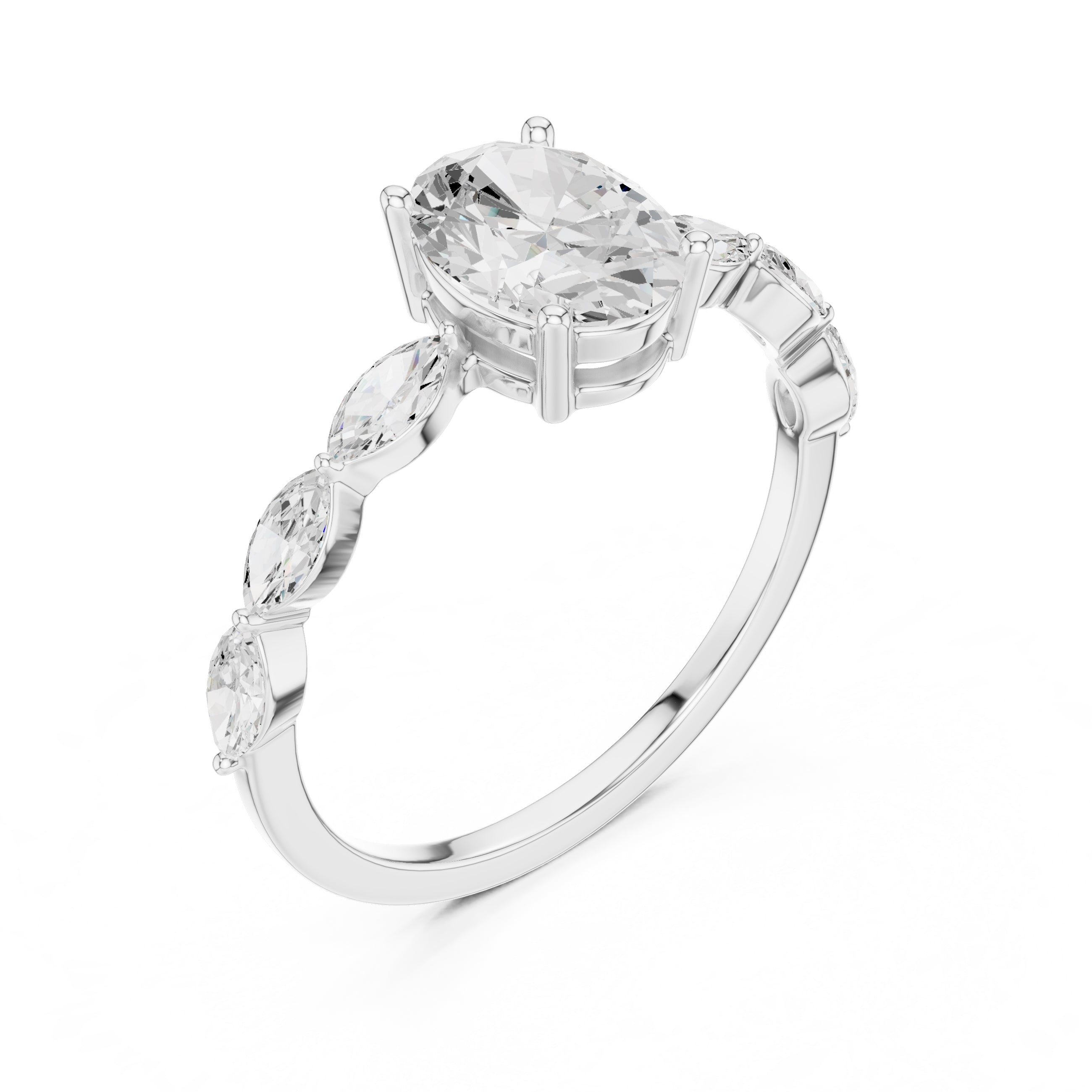 The Harper Oval Ring 1ct White Gold