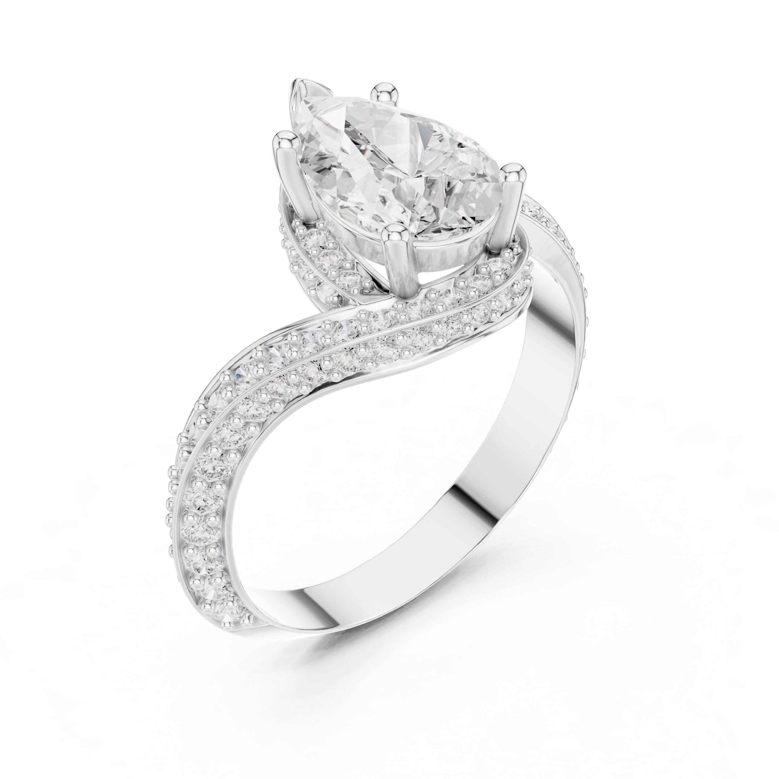 The Aria Teardrop Ring 1.51ct White Gold
