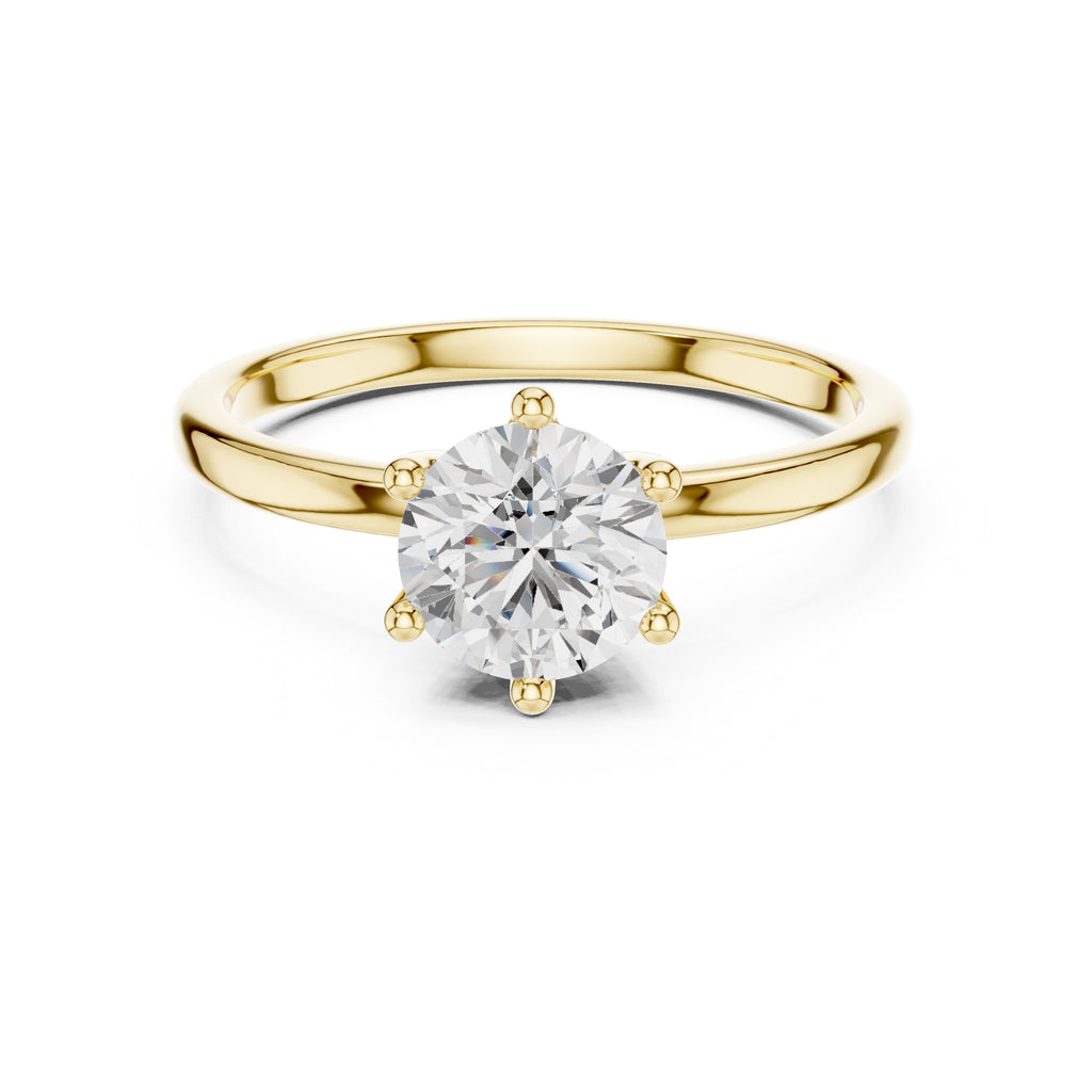 The Mia Round Diamond Ring 1ct Yellow Gold