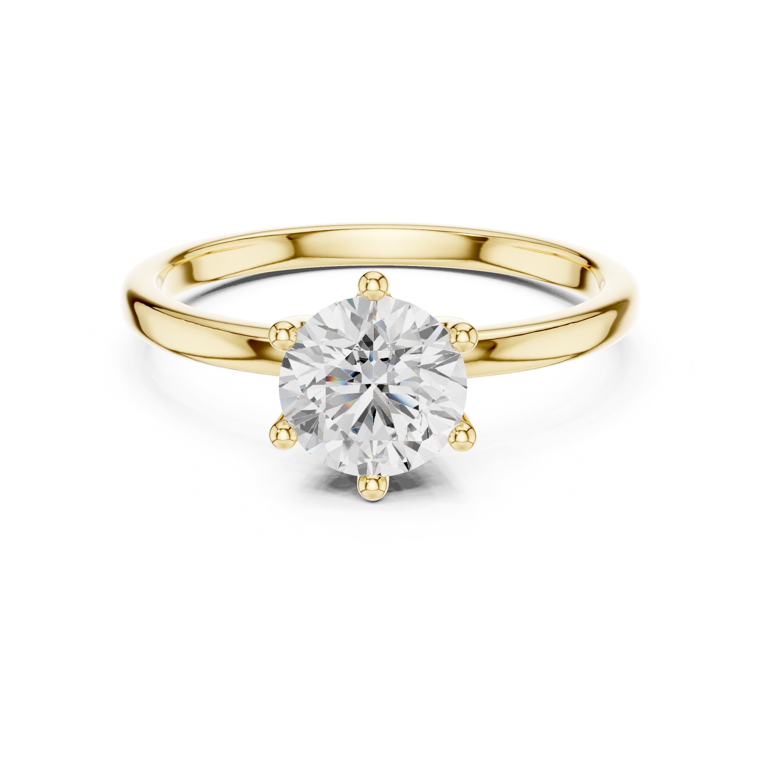 The Mia Round Diamond Ring 1ct Yellow Gold