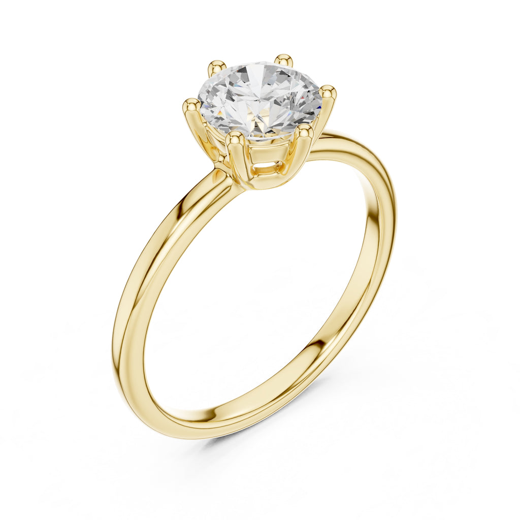 The Mia Round Diamond Ring 1ct Yellow Gold